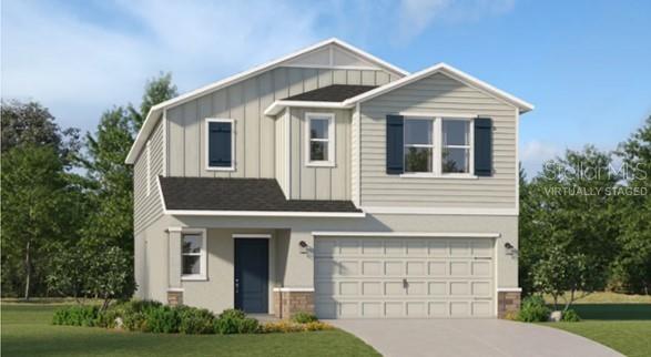 One or more photo(s) has been virtually staged. Under Construction. This new two-story Jefferson boasts a modern layout with an open-concept floorplan consisting of a stylish kitchen, dining room and family room on the first floor. A convenient bedroom is located toward the back of the home, perfect as a guest suite or home office. Five additional bedrooms can be found upstairs, including the luxurious owner’s suite, surrounding a versatile loft space. Wynnstone is a lovely family friendly community of new single-family homes located in Davenport, FL. This amenity-rich community will include: Pool, Clubhouse, Gazebo, Playground, Walking Trail, and Dog Park. Wynnstone is what you have been waiting for. Close proximity to Advent Health Heart of Florida, Posner Park (for restaurants and shopping). There are major roads like 27 and I-4 for quick trips to Orlando and the theme parks.