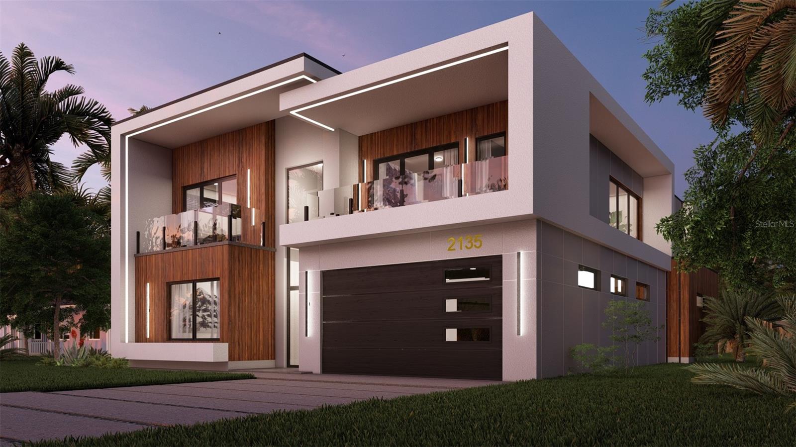 Under Construction. Completion set for Feb 2026 Elevator and Sauna included- Step into a realm of refined living with this one-of-a-kind, custom-designed new-construction home in Arlington Park. Crafted to redefine luxury, this residence offers upgrades and thoughtful details rarely seen in the market, catering to the discerning buyer who values design excellence, originality, and exceptional craftsmanship. Built with concrete block construction from the slab to the roof and featuring hurricane-rated windows and doors, this home ensures both durability and peace of mind. The contemporary exterior design exudes sophistication, blending wood siding with porcelain matte slabs. The 3-car garage provides ample space for vehicles and storage. Designed for both privacy and entertainment, the home features a seamless flow throughout. With an elevator for accessibility and convenience, every level of this residence is within easy reach, making it ideal for multi-generational living. Every detail has been meticulously curated with top-of-the-line finishes, fixtures, and hardware, complemented by porcelain tiles, wood flooring, custom Italian cabinetry, and modern interior doors throughout. Each bedroom in this home is an en-suite with a private balcony, offering unmatched comfort and privacy. The primary bedroom and office are conveniently located on the first floor, while upstairs, three additional en-suite bedrooms and a theater room provide ample space for both residents and guests.Upon entry, the foyer makes a breathtaking first impression, showcasing a floating staircase with seamless glass railings and a living garden beneath. A feature wall enhanced by designer sconces sets the tone for the rest of this extraordinary home.
The modern kitchen balances elegance and warmth, equipped with luxury Sub-Zero and Wolf appliances, custom cabinetry, and eye-catching countertops and backsplash. A large pantry provides abundant storage and additional workspace. The kitchen flows effortlessly into the living area, creating a central hub perfect for gathering and relaxation. Tall ceilings, a standout light fixture, and an accent wall with a water vapor fireplace and TV enhance the modern comfort of the living space. Custom cabinetry and upscale finishes extend seamlessly to the expansive luxury pool deck.
The heated saltwater pool with a spa is complemented by an outdoor kitchen featuring premium appliances and custom cabinetry. A fire pit adds ambiance, while the unique putting green offers endless entertainment for golf enthusiasts and guests alike. This outdoor space is as functional as it is luxurious—perfect for hosting or unwinding in style.
The office is a productive haven, enhanced by wallpaper and the option for custom cabinetry. Two thoughtfully designed laundry rooms—one on each floor—are equipped with stackable washers and dryers, quartz countertops, and decorative wallpaper to elevate everyday tasks. Each guest bathroom serves as a private retreat, outfitted with Brizo fixtures, custom cabinetry, porcelain shower walls, smart toilets, and elegant lighting. The spa-inspired primary bathroom includes his-and-her wet rooms, a double vanity, a freestanding bathtub, porcelain accent walls, Brizo fixtures, and even a sauna for total relaxation. On the upper level, three additional en-suite bedrooms feature impeccable finishes, while the recreation room or theater provides the perfect setting.