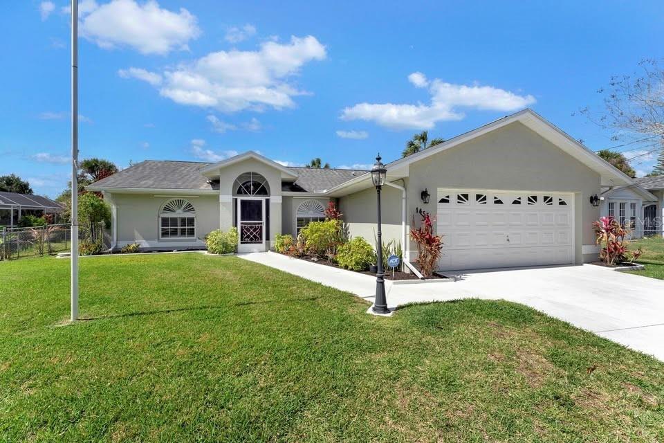 Available now! Beautiful furnished 3-bedroom, 2-bath pool home available for long-term lease in North Port, just minutes from Atwater Community Park and Splashpad. This meticulously maintained property is situated on city water and offers privacy, comfort, and numerous upgrades perfect for enjoying the Florida lifestyle. Inside, you’ll find fresh paint, tile flooring, vaulted ceilings in the living room, and an eat-in kitchen featuring stainless steel appliances and plantation shutters. The spacious primary suite also includes plantation shutters and an updated bathroom with a comfort-height toilet. The third bedroom has built-in shelving, ideal for a home office or den. Enjoy outdoor living with a screened front entry, new lanai screens, lush landscaping with irrigation, fruit trees, and a fully fenced backyard. Relax in the heated pool or spend time in the impressive 18x14 Mancave/She Shed, complete with finished walls, solid flooring, cabinets, attic storage, a garage door, a separate entry door, and air conditioning—perfect as a studio, workshop, or hobby space. This rental includes first month’s rent, last month’s rent, and a security deposit due at lease signing. A 12–24 month lease is preferred, and credit and background checks are required. Medium dogs are permitted with a one-time pet fee. Close to top-rated schools, dining, shopping, and only 30–45 minutes to beautiful Gulf beaches, with easy access to I-75 and Punta Gorda Airport. You’ll love peaceful days watching birds and tropical fruit grow, evenings by the pool, and plenty of room for guests. Your search is over—come see why North Port is one of the fastest-growing cities in Florida.