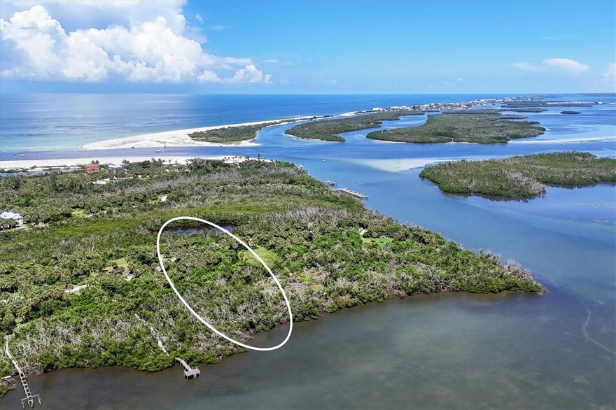 If you're looking for privacy as well as quick boating access to Stump Pass and the Gulf of Mexico, this property is perfect for you.  This oversized vacant land parcel is located in the gated community of Sabal Palm Point located at the north end of Palm Island.  A future home would have full spectacular unobstructed views of the Lemon Bay Estuary and Intercoastal Waterway as well as potential possible views of Stump Pass and of the Gulf of Mexico.  Access to this lot is by car ferry, golf cart or boat .  Community boat dockage is located within yards of Stump Pass and the Gulf of Mexico.  The docks are currently first come, first serve.  There are 10 slips with a walkway of approximately 5ft wide by 60ft. long with no bridges to Gulf of Mexico. (all information to be verified by buyer or buyers agent). Beach access is just a quick golf cart ride away.