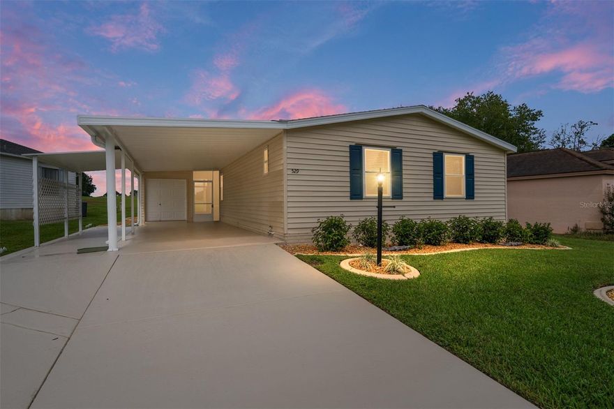 NO BOND ON THE GOLF COURSE, 2 bedroom 2 bathroom totally RENOVATED home. 2025 ROOF, HVAC, Orange Blossom Gardens section of   BRAND NEW Kitchen, Granite Countertops, Stainless Steel Appliances, newer windows with NEW WINDOW BLIND, knock-down ceilings, and LVP FLOORING throughout. LED OVERHEAD LIGHTS, Paint and Baseboards.   Both bathrooms shine! The primatry features tile shower and Shower Door, shower/tub combo in the guest bath, plus high-rise toilets, granite vanities, and updated mirrors. Additional upgrades include a GOLF CART GARAGE new exterior lighting, and refreshed LANDSCAPING that enhances the curb appeal. With all of these improvements already done, this move-in ready home is the perfect blend of convenience, comfort, and golf course living—just minutes from Spanish Springs and shopping and medical facilities on 441.  Video tour on realtors YouTube Channel.
