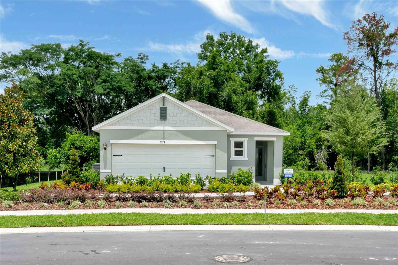 Under Construction. The Allex floorplan offers 3 bedrooms, 2 bathrooms, and 1,504 sq ft of living space. Features include open living areas, a covered lanai, quartz countertops, stainless-steel appliances, and a walk-in pantry. Spacious bedrooms include carpeted floors, closets and natural light. The primary bedroom has an attached bathroom with a walk-in closet and double vanity. This all concrete block construction home also includes smart home technology for control via smart devices.
*Photos are of similar model but not that of exact house. Pictures, photographs, colors, features, and sizes are for illustration purposes only and will vary from the homes as built. Home and community information including pricing, included features, terms, availability and amenities are subject to change and prior sale at any time without notice or obligation. Please note that no representations or warranties are made regarding school districts or school assignments; you should conduct your own investigation regarding current and future schools and school boundaries.*