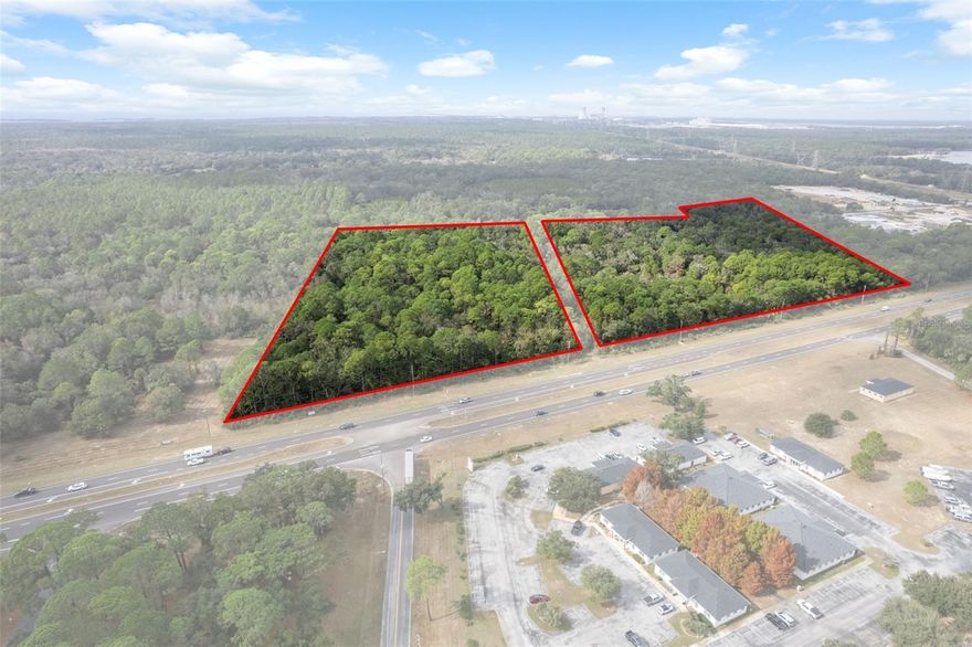 Presenting an exceptionally well-positioned 18.49-acre (8.13 Acres and 10.36 Acres purchase separately or together these ) commercial development sites situated along one of Crystal River’s most strategic and rapidly evolving corridors. Predominantly zoned PSO (Professional Service/Office), this property features over 1,330 feet of high-visibility frontage on US Hwy 19 / S Suncoast Blvd (15,200 AADT)—a major north–south artery serving both local residents and regional traffic. The site offers full north- and south-bound ingress and egress through an existing deceleration lane and open median and the connective drive with the adjoining parcel, and will provide said access, providing seamless access and ideal positioning for high-intensity commercial development.

Located within Crystal River’s fast-emerging medical corridor, the property directly benefits from Tampa General Hospital’s transformational 53-acre healthcare campus expansion, currently underway just minutes from the site. This major investment introduces a new 120-bed hospital tower, a 120,000-square-foot medical office building, and expanded specialty and outpatient services. The expansion is projected to significantly increase employment, healthcare demand, and regional traffic—effectively establishing this section of US 19 as the next major healthcare hub of the Tampa MSA. The surrounding corridor is already attracting operators seeking proximity to TGH, making this an ideal site for QSR with Drive-Thru, Gas Station, Bank, Hotel, Medical Office, Outpatient Facilities, Senior Living, and Multi-Family residential concepts. Its flexible zoning and strong demographic profile provide a nearly unmatched development canvas.

Just south of Crystal River’s Historic Downtown, the site is surrounded by a growing mix of local boutiques, restaurants, entertainment venues, and service-oriented businesses. The city is undergoing a surge of redevelopment, highlighted by the transformation of the former Crystal River Mall into a 400-unit residential community with integrated mixed-use retail, bringing a substantial increase in new residents and commercial activity. Additionally, the property directly abuts the rear boundary of the 85-acre Hidden Lake RV Resort, now under construction and planned to include 580 RV sites, creating immediate demand for convenience retail, hospitality, dining, medical services, and everyday goods.

Citrus County’s growth trajectory is among the strongest in the state. With a current population of 153,600 residents projected to exceed 350,000 by 2030 per the County’s Land Development Code, the region is rapidly transitioning into a major population and service center. Its inclusion in the Tampa–St. Petersburg–Clearwater MSA, the 18th largest in the United States, further enhances its long-term strength and desirability for business expansion, new housing supply, and healthcare delivery.
