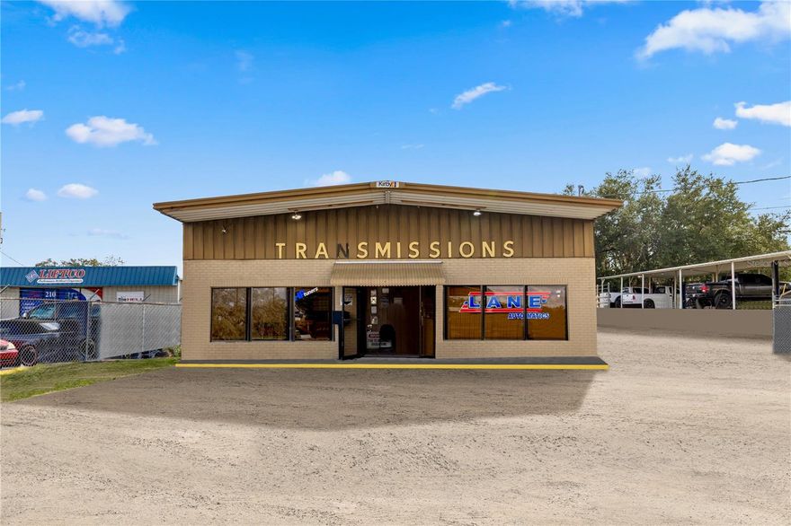 Incredible commercial opportunity in the heart of Ocala! This long-standing, family-owned transmission business has proudly served the community for over 40 years, offering a trusted brand, a loyal customer base, and exceptional local recognition. The property sits on a 0.52-acre, B5-zoned lot with premium frontage and exposure, making it ideal for continued automotive use or repositioning to another commercial venture. Buyers may secure both the building and business together, OR purchase the business alone for $325,000 with $100,000 down and seller financing at 6perc. (approx. $2,497.96/mo), while leasing the building with option to purchase. A highly visible, established location in a growing commercial corridor—this is a chance to own a legacy business and prime real estate in one of Ocala’s most active business zones. The business will be turnkey with all inventory, car lifts, etc. The block building features 7 service bays, 5 vehicle lifts (each with a 6-ft lift height), 10-ft interior ceilings in the main building, and 16–18-ft ceilings in the garage area, providing excellent functionality for automotive and mechanical operations. Current suppliers include Transtar, O’Reilly Auto Parts, and W.I.T. (Whatever It Takes)—reinforcing strong industry relationships for parts and service continuity.