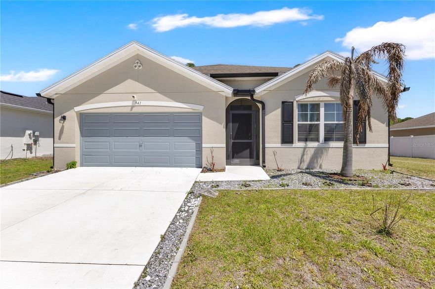 Short Sale. Welcome to this cozy 4-bedroom, 2-bathroom home in Palm Bay! From the moment you step inside, you're greeted by an OPEN FLOOR PLAN that offers both comfort and privacy. THREE spacious secondary bedrooms are positioned along the entry hallway, two of which share a well-appointed full bathroom, while a fourth bedroom sits conveniently adjacent to the laundry room. The heart of the home opens into a bright and airy kitchen, living, and dining combo, perfect for everyday living and entertaining alike. The kitchen features DARK WOOD cabinetry, GRANITE COUNTERTOPS, STAINLESS STEEL appliances, a CENTER ISLAND, and plenty of STORAGE SPACE. The dining area has through glass sliding leading you to your private, FENCED backyard retreat, complete with a cozy FIRE PIT and PAVERS. Head back inside, and to the left of the living room the SPACIOUS spacious primary suite offers an ENSUITE bathroom with DUAL SINKS, a stand-up shower, a private toilet room, and a WALK-IN closet. Conveniently located near top-rated schools, major shopping, popular dining, and the beautiful shores of Melbourne Beach, this home truly has it all. Don't miss your chance, schedule your private showing today!