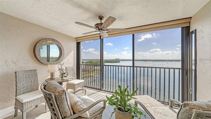 BOOKED FEB/APRIL 2026. AVAILABLE JANUARY 2026. UTILITIES INCLUDED. SIESTA KEY SPECTACULAR FULL BAY/INTRACOASTAL UNOBSTRUCTED VIEWS! BOOK YOUR BEACH GETAWAY NOW!   Beautifully updated throughout Turnkey "top floor" Condo in this popular community of Sunrise Cove. Located on the southern end of Siesta Key, directly across the street from Turtle Beach! Upon entering the condo, you will immediately fall in love with the bright open plan dining and extended living room, all tastefully furnished and decorated. The fully equipped kitchen has quartz counters, custom cabinets and new stainless-steel appliances. The Master Bedroom has plantation shutters and more amazing views of the bay, the Master Bathroom was also expanded to provide more space and has a walk-in shower and single vanity. Luxury Vinyl in both the bedrooms and tiled throughout the living areas. Guest bedroom with queen size bed and walk-in closet, and the guest bathroom also has a walk-in shower and single vanity.  From the front balcony you will have views of the Gulf, common laundry areas are on each floor, private storage lockers and a trash chute. Plus, 1 assigned parking carport in front of the building and additional guest parking. Sunrise Cove offers many social activities and amenities, which includes a large clubhouse with kitchen, billiards 2 tennis & 4 pickleball courts, fitness rooms, game room, club house, kayak racks, fishing docks, bayside picnic area with gas grills, 2 heated pools overlooking the Bay, and the Jr. Olympic pool is on a peninsula which juts out onto the Bay. Walk across the street the Turtle Beach Access, and you are right next door to Turtles Restaurant, and only .2 miles from the fabulous Ophelia's Bayfront Restaurant. There is a Free Trolley stop directly across the street from the complex, with free rides to the famous #1 Siesta Key Beach with its crystal quartz sand, Siesta Key Village where you will find shopping and restaurants. If you enjoy the nightlife, Siesta key village is where it's at! This is the absolute perfect island getaway.  Don't let this one slip away!!