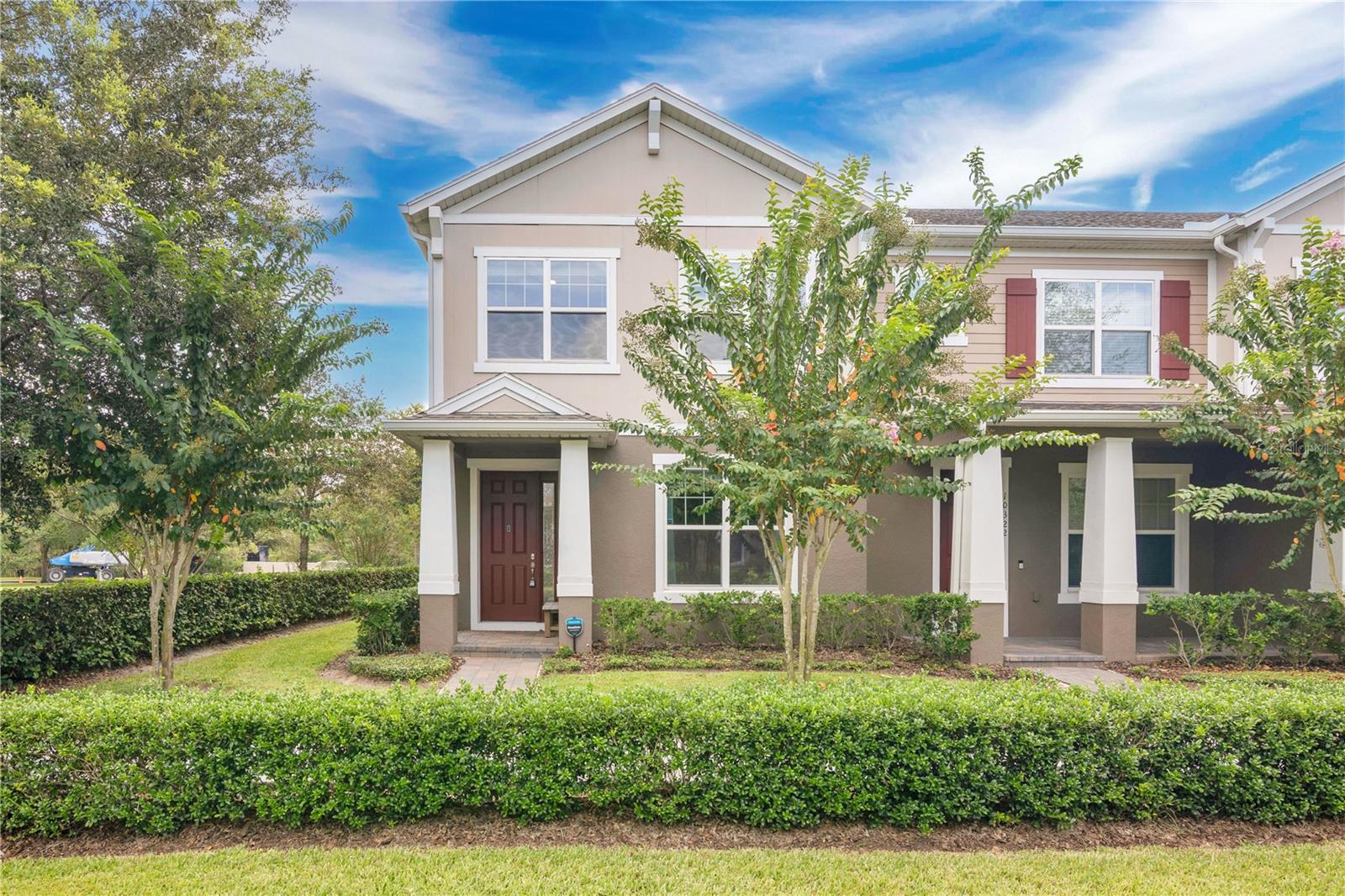 Welcome to this beautiful 4-bedroom/3-bath end-unit townhome in the highly desirable Winding Bay Preserve community of Winter Garden. Enjoy privacy and comfort, a peaceful pond view in the back, and a park right next door. Inside, the open-concept design is filled with natural light thanks to extra side windows. The spacious kitchen features granite countertops, stainless steel appliances, modern finishes, and elegant pendant lights over the counter, seamlessly connecting to the living and dining areas. The living room is enhanced by a stunning crystal chandelier, creating a touch of luxury. A bedroom with full bath is conveniently located on the first floor. On the second floor, you’ll find the primary suite, two additional bedrooms, and a spacious loft—perfect for a home office, media room, or play area. All bedrooms and living spaces are carpet-free, finished with tile and luxury vinyl plank flooring throughout. The fenced courtyard with brick pavers creates the perfect spot for relaxing or entertaining. A two-car garage with epoxy floors, overhead storage, and an extended paver driveway provide ample parking. As a resident of Winding Bay, you’ll enjoy access to resort-style amenities including a pool, splash pad, tot lot, dog park, and open playfield areas. Plus, the location is unbeatable—close to shopping, dining, top-rated schools, and just minutes from Central Florida’s world-famous attractions. Don’t miss this opportunity to lease a stunning townhome in Winter Garden—schedule your showing today!