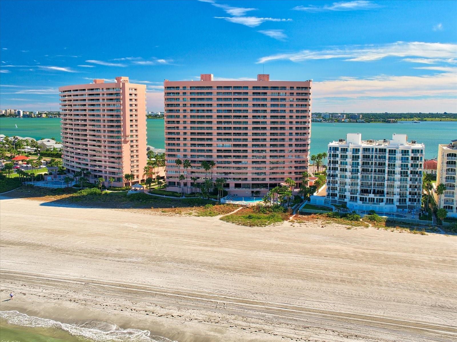 One or more photo(s) has been virtually staged. CRESCENT BEACH CLUB is resort style living at its best. Directly on the beach, this three bedroom, 2.5 bath condo is offered "as is" and unfurnished. Unobstructed views of beach, Gulf and intracoastal. The flexibility to add personal touches to this unit allows you to customize the space according to your preferences. CRESCENT BEACH CLUB offers 24/7 security, saltwater pools, indoor and outdoor spas, fitness center, billiard room, club room and on site management. Easy access to public transportation and airports. Walking distance to THE SHOPPES ON SAND KEY for shopping and restaurants. Room sizes are approximate.