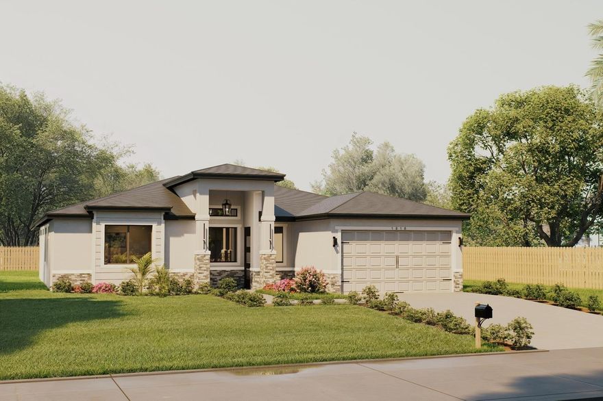 Under Construction. Discover the opportunity to own your dream home with our exclusive new construction properties in Palm Bay, Florida. Designed with spacious layouts, modern finishes, and high-quality details, these residences offer glamour, elegance, comfort, and a contemporary lifestyle.
Ideally located in desirable communities near schools, medical facilities, shopping centers, golf courses, beaches, and major highways, these homes provide the perfect balance of convenience and sophistication. In addition, they feature no HOA and no CDD fees, giving you greater freedom and savings.
Investing in a new construction home offers peace of mind, lower maintenance, and the opportunity to personalize every space to your preferences. These residences include 4 bedrooms and 3 bathrooms, with the option to convert one bedroom into a Mother-in-Law Suite or guest suite, plus a lanai and dedicated office space.
The open-concept design is evident from the moment you enter, enhanced by 9-foot 4-inch ceilings that add spaciousness and elegance. Finishes have been carefully selected, and the homes feature fully tiled flooring throughout, providing durability, style, and easy maintenance. One or more photo(s) has been virtually staged.