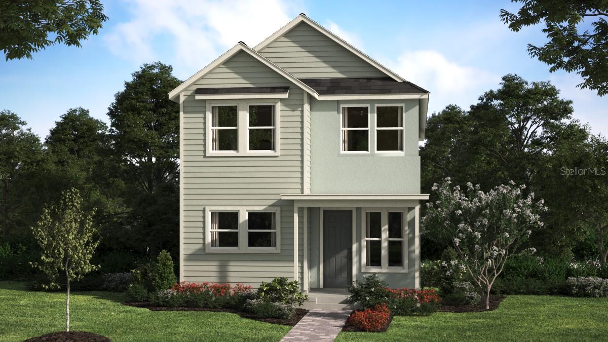 Discover the perfect blend of comfort and style in our Splendor plan, showcasing an open-concept layout with a spacious Great Room that seamlessly connects to a covered side Porch—ideal for indoor-outdoor living with serene pond views and no rear neighbors. Elegant tile flooring flows through the main living areas on the first floor, complemented by included window blinds throughout. The well-appointed Kitchen features 42" cabinets with crown molding, stone countertops, a tile backsplash, pantry closet, and stainless steel appliances. Upstairs, a versatile loft offers extra living space, while the luxurious Primary Suite boasts an ensuite Bath with walk-in shower with frameless glass enclosure, adult-height dual-sink vanity, and expansive walk-in closet. Outdoor recreation is all around with a variety of multi-use trails, including Cross Florida, River-to Sea Loop and Spring-to Spring Trail with Gemini Springs Park right next door. Spring Walk at the Junction is conveniently located with easy access to 1-4, Central Florida Greenway, the new Wekiva Parkway and DeBary SunRail station.