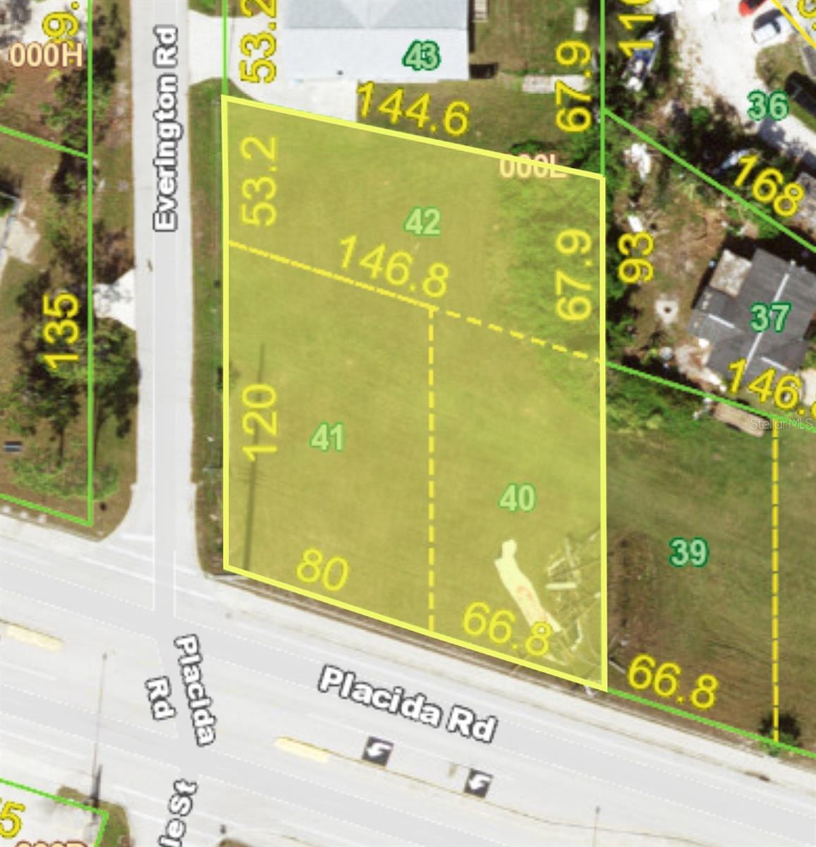 PRIME COMMERCIAL SITE WITH MAXIMUM VISIBILITY FOR DEVELOPMENT
This offering consists of five contiguous lots across two parcels (Charlotte County Property Tax ID# 412021202019 & 412021202020). Lots 38, 39, 40, and 41 are zoned Commercial General (CG), while Lot 42 is zoned Residential Single-Family (RSF-5). Together, the property totals approximately one acre.
Take advantage of this rare opportunity with a commercial site perfectly positioned on a high-traffic main road in Englewood. The location provides direct access toward Placida and Boca Grande, sits adjacent to Rotonda West, and is only minutes from Winchester Blvd, delivering outstanding visibility and convenience for a wide range of potential uses.
Survey completed August 2025, will be provided upon request. Billboard does not convey; seller retains an easement for billboard maintenance.