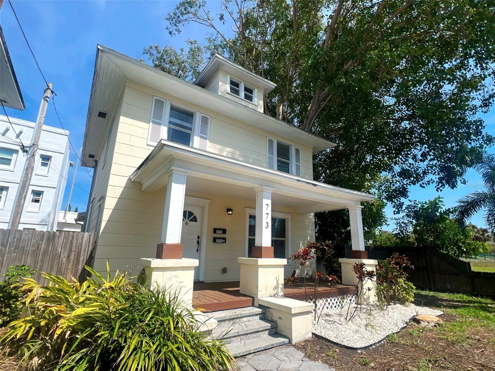 Prime Development Opportunity in Downtown St. Petersburg – $1.4M
Located at 773 4th Ave N, this property is in the heart of Downtown St. Pete’s booming
development zone. While currently a beautifully restored 1917 Craftsman home with a detached
garage apartment, its true value lies in its strategic location surrounded by major new projects.
Property Details:
Land Area: 6090 sf (0.13 acres)
Living Area: 2144 sf
Why This Location Stands Out: Next Door: A 16-story mixed-use development is planned on the adjacent lot, bringing
more residential, retail, and commercial activity to the area. Across the Street: Ellington Place, is under construction, adding density and value to this corridor. St. Pete’s Growth: Over 2,600 new residential units and 213,400 sq. ft. of commercial
space are in the pipeline, making this a prime area for investors and developers.
Investment Potential: With downtown St. Pete expanding rapidly, this property is ideal for redevelopment. The main house has 3 bedrooms 2 and a half bathrooms with an open floor plan. Additionally there is an extra attic room that could be transformed to a bedroom. There is also an ADU which is a 1 bedroom 1 bath that is also currently rented. All information is deemed reliable but not guaranteed. Buyer is responsible for verifying all facts and measurements.