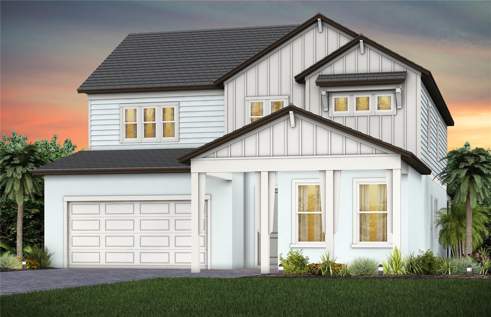 Under Construction. Pulte Homes is Now Selling in Two Rivers! Two Rivers is a master-planned community near Wesley Chapel that is enveloped by woodlands, grasslands, and waters. Amenities will include a clubhouse with a resort-style pool, fitness center, nature trails, parks, shared green spaces, and so much more.
Featuring the new, consumer-inspired Scarlett floor plan with an open-concept home design, this home has the designer finishes you've been looking for. The upgraded, gourmet kitchen showcases a center island and a large single-bowl sink, stylish cabinets, 3cm quartz countertops with 3”x12” tiled backsplash, an oversized pantry, and KitchenAid stainless steel appliances including a dishwasher, range, microwave, and refrigerator.
The Owner’s bath has upgraded cabinets and quartz countertops, dual sinks, and a walk-in shower. Secondary baths also have upgraded cabinets with quartz countertops. There is 9”x36” tile flooring in the main living areas, flex room, baths and laundry room, and stain-resistant carpet in the bedrooms and loft.
This home makes great use of space with a 1st-floor bedroom with private full bath, a spacious loft, a versatile flex room, a convenient 2nd-floor laundry room with built-in cabinets and Whirlpool washer and dryer, walk-in closets in every bedroom, storage under the stairs, a large, and a 3-car tandem garage.
Additional upgrades include LED downlights in the gathering room, dropped tray ceiling in owner’s suite, pocket sliding glass door to covered lanai, faux wood blinds throughout home, and a Smart Home technology package with a video doorbell.