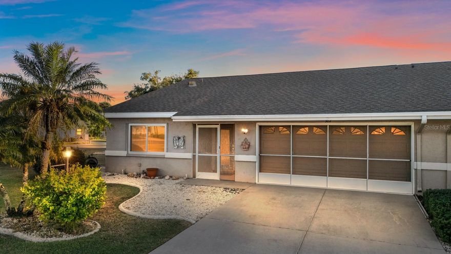 This popular floor plan in has been beautifully enhanced with solid kitchen cabinetry, granite countertops, and modern stainless-steel appliances. Freshly painted and exceptionally well-maintained, this home radiates pride of ownership throughout. Enjoy peaceful moments in the 8x15 enclosed sunroom featuring sliding windows, updated window treatments, and serene outdoor views—perfect for relaxing or entertaining. The rear door has been replaced with shatterproof glass for added safety and style.  The spacious primary suite offers a massive walk-in closet and a newly remodeled walk-in shower. The expansive laundry room includes a newer washer and dryer, a modern water softener, and a powerful five-ton UV A/C system designed to keep the home cool while purifying the air. The two-car garage offers attic storage and a sliding screen door for added convenience. Additional peace of mind comes with hurricane-rated windows, a full set of shutters, updated windows throughout, and a recently upgraded electrical system (2023). Optional upgraded furnishings are available for added convenience. Located in the highly desirable Sun City Center community, residents enjoy resort-style amenities including multiple swimming pools, a 6,000 sq. ft. state-of-the-art fitness center, tennis, volleyball, and so much more in a great 55+ community.