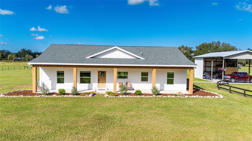 Custom Built Home on 10 Acres with Barn. Bring together all the best features of home and land.

Welcome home to this beautifully crafted 2023 custom build by Moffitt Homes, Inc., where thoughtful design meets modern comfort.
A showcase of design, efficiency, and timeless appeal; saunter inside to discover waterproof LVP flooring throughout, high-speed fiber internet wired to every room, and soft-close cabinetry and drawers in every space. The great room is the heart of the home, featuring decorative cedar wood ceiling beams and an optional freestanding fireplace, creating a warm, welcoming ambiance.

The kitchen shines with stainless steel appliances, quartz countertops, beadboard detail, and lazy Susan cabinetry—a perfect blend of charm and practicality. The hallmark design of the home can be felt here in the kitchen. With simplistic detail at every niche this space has room for all chefs and cooking projects, but this kitchen is a timeless beauty.

Your primary suite offers a peace and comfort with French doors that lead to the back porch. Windows flank the space with the perfect view of the pasture. The walls have added character with wallpaper and sconces. Even the walk-in closet has details, both have built-in systems. En suite we have a walk-in shower. Dual sinks with quartz countertops and a private toilet room and cabinets for days!

The split plan features bedrooms opposite the master.  Both rooms feature custom built-in closet systems, ceiling fans, and waterproof LVP. 
The second bath includes double sinks, quartz countertops, and soft-close cabinetry with a shower/tub combo. 

Everyday living is made easy with an inside laundry room complete with soft-close cabinets, dual pantry closets, and extra outlets for a chest freezer.

Outside, the property is just as impressive—featuring a 24’x36’ barn with loft and concrete pad (16 ft tall), a 30’x30’ kitchen garden, iron breaker water filtration system with saltwater treatment.

The 10 acres has perimeter plus cross fencing for versatility.

Enjoy peaceful mornings and evening gatherings on the full-length front and back porches, both built with reinforced sides for TV mounts or porch swings. Additional details like energy-efficient double-pane windows, insulation in all interior walls, and above-porch ceiling insulation add comfort and value. The property also features a 50 amp electric service hookup. 

This custom Moffitt Home exemplifies thoughtful craftsmanship at every turn- take a look today.