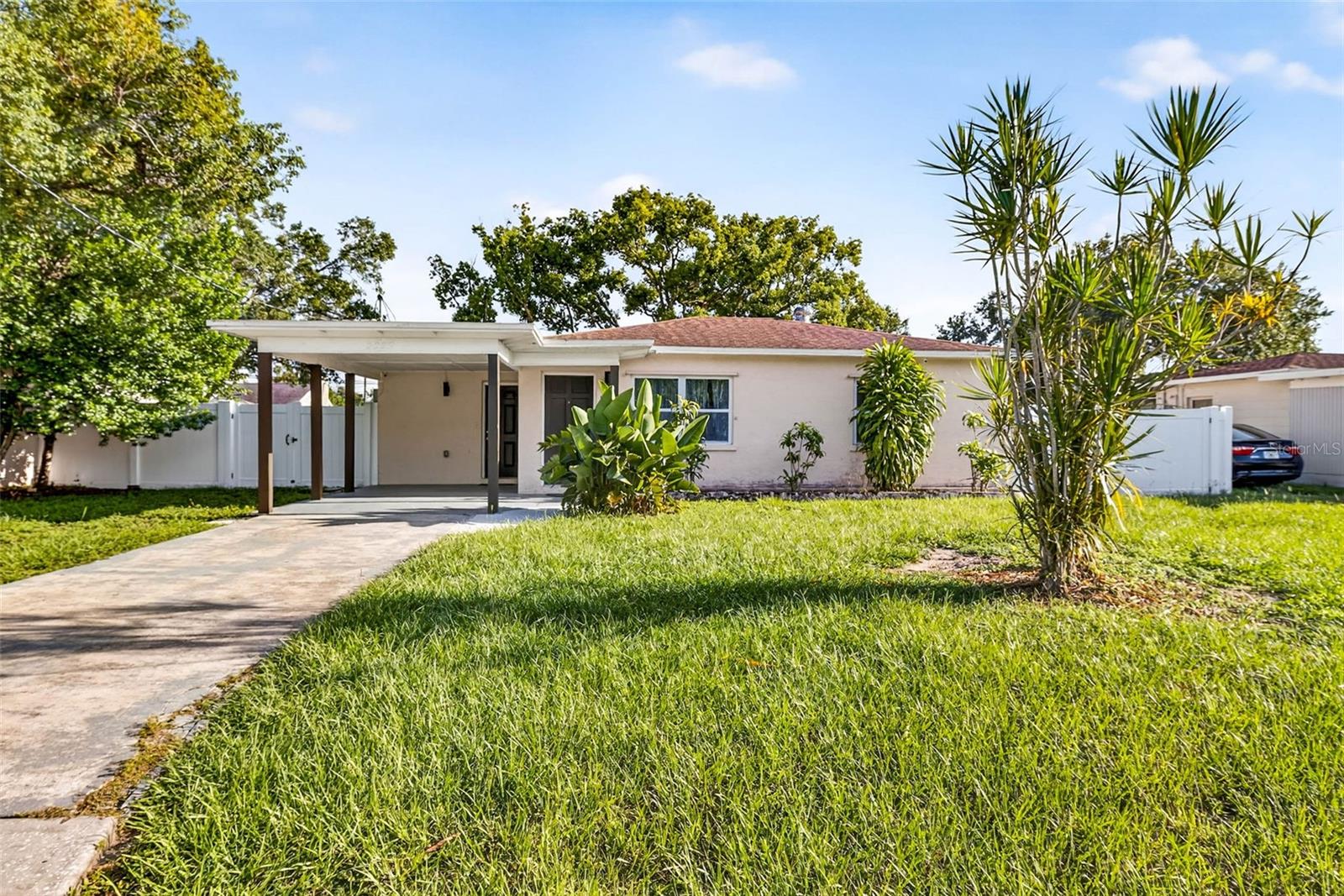 One or more photo(s) has been virtually staged. Move right into this beautifully renovated 2-bedroom, 1-bath home in a prime Palm Harbor location. The inviting living room flows seamlessly into the updated kitchen, complete with brand-new STAINLESS STEEL APPLIANCES, QUARTZ countertops, backsplash, solid wood cabinetry, a breakfast island, and plenty of storage. A cozy breakfast nook and a breakfast bar overlooking the light-filled dining and family room combo provide multiple options for dining and entertaining.
Fresh neutral paint and new VINYL PLANK FLOORING run throughout, complementing the newly UPDATED BATHROOM with a shower/tub combo. For convenience, there’s also an inside laundry room with a stackable washer and dryer.
Step outside to enjoy the expansive 40x26 REAR PATIO and smaller fenced yard—perfect for relaxing, barbecues, or entertaining. Beyond this area lies an even larger fenced yard, ideal for storing a boat. With a boat ramp just a quick ten minute drive away, you can be cruising the Gulf in no time.
Additional peace of mind comes with a NEW roof, A/C, windows, and electrical panel. Stylish, comfortable, and functional—this move-in ready home offers it all, in a fantastic location close to shopping, dining, and top-rated schools.