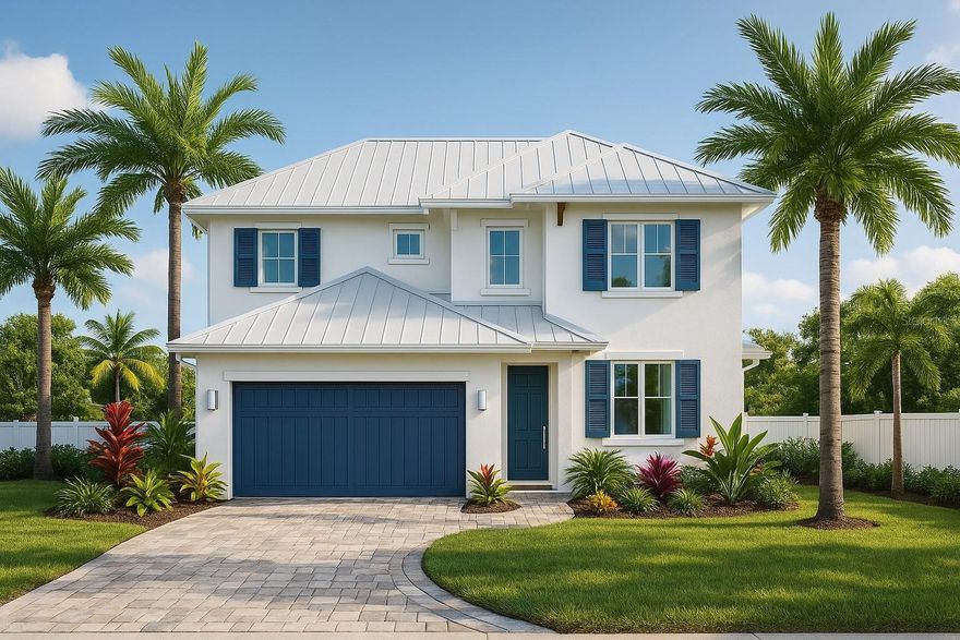 Pre-Construction. To be built. *Seabreeze Model* Community Award winner in Parade of Homes. Palma Sola Grande is an Exclusive Gated Community in West Bradenton featuring 16 new construction homes overlooking Palma Sola Bay. The Seabreeze Model is a coastal contemporary two-story home with a spacious great room, gourmet kitchen, private first floor primary suite, two additional bedrooms upstairs plus a loft. All plans are open-concept and built to entertain, with brilliant natural light pouring into the expansive living space and shining throughout the home. The gourmet kitchen is perfect for cooking and entertaining, featuring Thermador stainless-steel high-end appliances and stunning quartz countertops. The private primary suite features a roomy walk-in closet, ensuite bathroom featuring a freestanding soaking tub and a spacious walk-in shower with glass enclosure and sleek finishes. Other features include an oversized two car garage, metal roof system, and hurricane impact-resistant windows and doors. The front yard and the fenced backyard feature lush low maintenance tropical landscaping. You will love the ideal location with close proximity to the Gulf Beaches of Anna Maria Island, IMG Academy and Golf Course, Robinson Preserve, Historic DeSoto National Park, downtown Bradenton, St. Pete, the cultural and culinary arts of Sarasota, shopping, stores, restaurants, and medical facilities. Keep your boat at one of several nearby Marinas. Walk or ride bikes to the Robinson Preserve, a 682-acre nature preserve offering trails, kayak launches & a picnic area. This is the ultimate Florida lifestyle location! Contact us today to set up a private tour and experience the beauty and lifestyle firsthand before the community sells out! The Seabreeze Model is designed specifically for lots 10 and 11. Price does not include lot premium or custom pool.