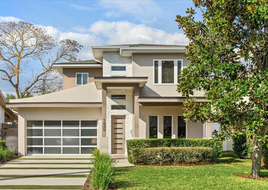 Discover Orwin Manor, one of Winter Park’s most established neighborhoods centrally located with an easy walk to the Orange Avenue WP corridor and minutes to downtown Orlando. Transitional architecture with modern leaning influences this home is designed for ease of living. This 4-bedroom 3.5 bath home stretches across nearly 3,200 sf features open kitchen to dining & living spaces that all blend into covered porch to backyard retreat. The kitchen is the center of the home with custom double stacked cabinetry to ceiling, upgraded appliances, large pantry with barn door, center island with bar seating, and full granite slab backsplash and counters add to the artistry of the kitchen. Ceilings are upgraded throughout with floating box details with ambient lighting that gently wash the ceilings and colors can be changed as you wish. Dining and living spaces are generous, and lined with transom windows for privacy and natural light creates a beautiful backdrop to gather and entertain in. Invisible back doors fully open to lanai and slide into wall, staying hidden, an elegant upgrade.  Covered porch with tongue and groove ceiling overlooks salt-water pool with hot tub & spillway, professionally landscaped includes turfed putting green for the golf enthusiast. 

Additional main floor flex space can be additional living or home office. Secondary bedrooms are upstairs with generous bonus space and laundry. First floor primary suite is light and bright, with coffered ceilings & a large walk-in closet. Primary bath is neutrally appointed with his and hers floating vanities with vessel sinks, a soaking tub and walk in shower with seamless glass. A transom window provides privacy and a glow of sunshine and warmth. Lots of Seller upgrades this property is turnkey. Orwin Manor is a special neighborhood blending historic homes with new builds and great neighborhood park to walk to.  It is also a strategic location, minutes to Park Avenue in Winter Park, known for its upscale dining, elevated cafés, and luxury local shopping also a short walk to Orange Avenue corridor in WP featuring Foxtail Coffee & Buttermilk Bakery and more, and minutes to the Mills district,  Advent Health on Rollins as well as major roadways. Great schools, zoned for Edgewater High, known for its magnet program and close to Lake Highland and many other private school options.