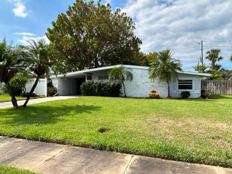 UPDATE: Seller's will replace roof prior to closing with agreeable offer! Don't miss this opportunity to own property on the island in New Smyrna Beach! Prime real estate located in Buena Vista Shores. Just a short drive over the bridge and you are on the famous, Flagler Ave, and the beach. Visit the fishing pier down the street in Buena Vista Park or launch your boat at the ramp 3 blocks away. Canal Street restaurants and shops are about a mile west. This mid century home has good bones, but needs TLC. Original terrazzo floors protected with carpet. Great outdoor space with an access road on the back of property. Bring your toys, because there's no HOA! Bring your imagination and live the dream in this beachside community.
All information is intended to be accurate but is not guaranteed. ;Water: City