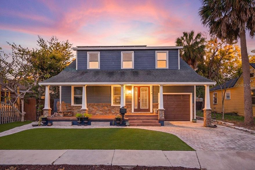 Skip the $30 yoga class - this backyard is your new zen retreat. Koi pond with water fountains, heated saltwater pool (2023), gas outdoor kitchen (2023), large covered deck, and a fully fenced yard for complete privacy. This is the kind of outdoor space that makes you never want to go inside. But you're in luck, because the inside is just as great. This home keeps all the charm of a historic bungalow with every upgrade you'd actually want. The Main Floor: Full ensuite bedroom (perfect for guests or multi-gen living), powder bathroom, spacious living room with built-ins, and an updated kitchen with refaced cabinets and new quartz countertops (2025). Easy, open flow throughout. Upstairs: Fully remodeled with two ensuite bedrooms including a brand-new en-suite bathroom (2025), an additional guest bedroom, and two access points to a large upstairs deck, where you are sure to spend a ton of time. Notable Systems & Updates Include: Roof on main home (2015), new roof over garage and back porch (2025), HVAC (2022), tankless electric water heater (2021), owned solar panels (2015), impact-rated windows and doors (2016), updated plumbing to CPVC and PEX (2005), gas lines and meter installed (2023), front porch (2017), back deck (2022). This home has been meticulously maintained with thoughtful upgrades where it counts. Location Matters: Minutes from downtown St. Petersburg, local restaurants, coffee spots, and parks. One of St. Pete's most desirable neighborhoods with tree-lined streets, walkability, and zero flood zone stress. This isn't just a house, it's a lifestyle upgrade. Come Home to 2005 Jackson St N.