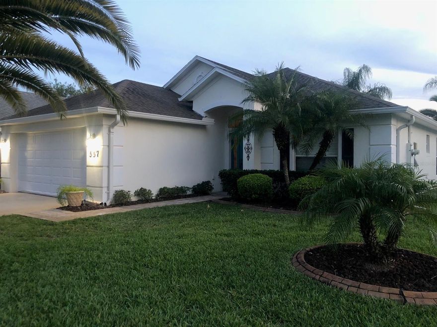 Coral Trace is a gated community  near I-95 on 442, Community pool and clubhouse add to the luxury all around you. Lakes with fountains throughout the subdivision. this CB stucco home has all the amenities you could hope for, including a free standing fireplace and a murphy bed . The lake front porch looks out over the beautiful and manicured landscaping to the lake with birds. ;Water: City