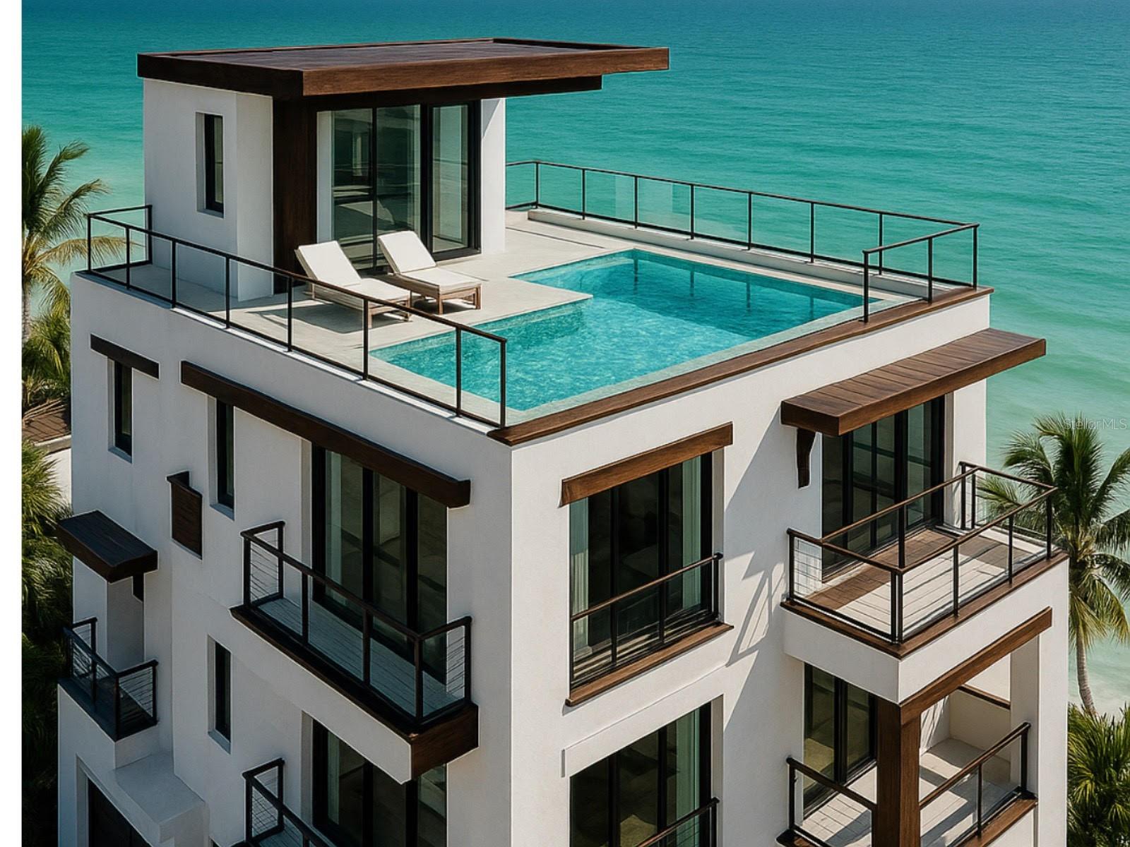 Pre-Construction. To be built. Brought to you by Noah Thomas Builders— Now accepting new clients up the gulf coast. Where the shoreline kisses the Gulf of Mexico, your private paradise awaits. This rare beachfront estate offers riparian rights all the way into the water, granting you a front-row seat to the endless horizon. Soak in the magic of a rooftop pool like no other—perched high above the sand, complete with an outdoor kitchen and entertainment terrace. Here, every sunset feels like a private showing, and playful dolphins often dance in the waves below. Crafted for those who live life as art, this home isn’t just a residence—it’s a daily retreat, a gathering place, and a legacy on the water’s edge. Step into a life where every day feels like a vacation. This listing showcases concept renderings that capture the vision, quality, and craftsmanship of the finished home. These images are intended to illustrate the design style and level of detail buyers can expect. Final, true-to-build renderings will be available in October 2025. The completed home will reflect the same standard of luxury and attention to detail as depicted here.