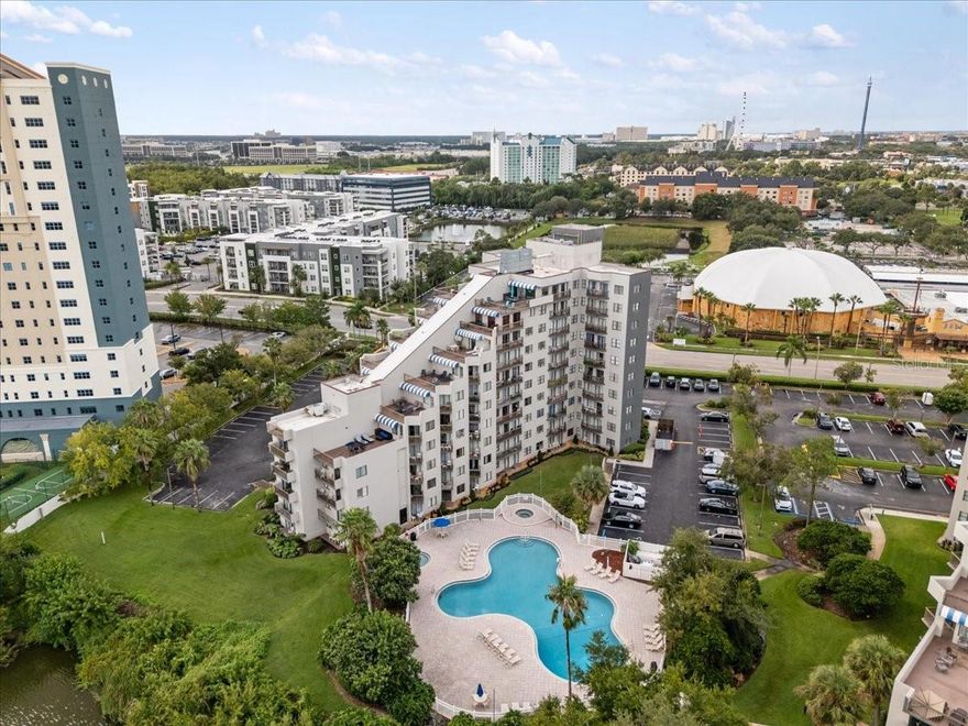 Move-in ready, turnkey 2-bed / 2-bath condo in The Enclave. Perfectly positioned on International Drive with resort-style amenities and
outstanding short-term rental potential. This efficient 585± sq ft unit features a light-filled living area, two comfortable bedrooms, two full
baths and one of the select private terraces that offer lake and International Drive views. Ideal for enjoying nightly park fireworks and
sunset skyscapes. The Enclave is operated as a condo-hotel community, making this unit attractive as an investment or a second-home
getaway.
Residents and guests enjoy a long list of on-site resort amenities including indoor and outdoor pools, a full fitness center, game room, tennis
courts and on-site dining/convenience options,  plus front-desk services and scheduled park shuttles that make theme-park days effortless.
Those amenities, along with flexible condo-hotel management, help support both an easy owner-occupation and short-term rental use.
Location is a major selling point! Tucked on the heart of International Drive, you're minutes from Universal Orlando Resort and Volcano
Bay, a short drive to SeaWorld and within easy driving distance of Walt Disney World. Downtown Orlando's entertainment district (home
to Orlando's professional sports venues and nightlife) is a quick drive from International Drive, making the condo convenient for both
theme-park guests and local-event visitors. This central location, combined with the building's hotel-style services, makes the property
ideal for investors, seasonal owners, or those seeking an affordable Orlando short-term residence.