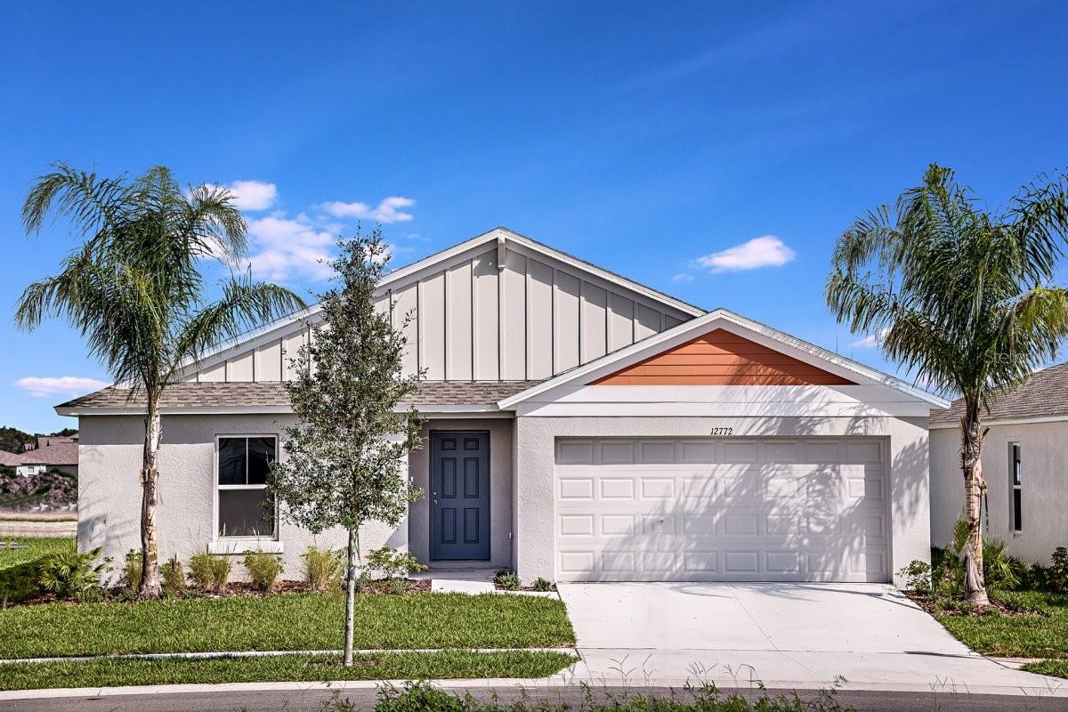 Welcome to the Mariposa – a stunning single-story home offering 4 bedrooms, 3 full bathrooms, and a 2-car garage. Featuring a bold elevation and professionally designed landscaping, this home offers both curb appeal and functional living.
At the front of the home, you’ll find three spacious secondary bedrooms, two full bathrooms, and a versatile flex space—perfect for a home office, playroom, or additional living area. The private owner’s suite is located at the rear of the home and includes a double vanity, a walk-in shower with floor-to-ceiling tile, and an oversized walk-in closet.
The open-concept kitchen boasts quartz countertops, 42” upper cabinets, a walk-in pantry, and seamlessly flows into the dining and living areas—ideal for entertaining. Sliding glass doors lead to a large, covered lanai, extending your living space outdoors while maintaining comfort year-round.
Additional features include a smart thermostat with voice control, energy-efficient systems, and modern finishes throughout. Don’t miss the opportunity to own this exceptional home that truly defines modern living.