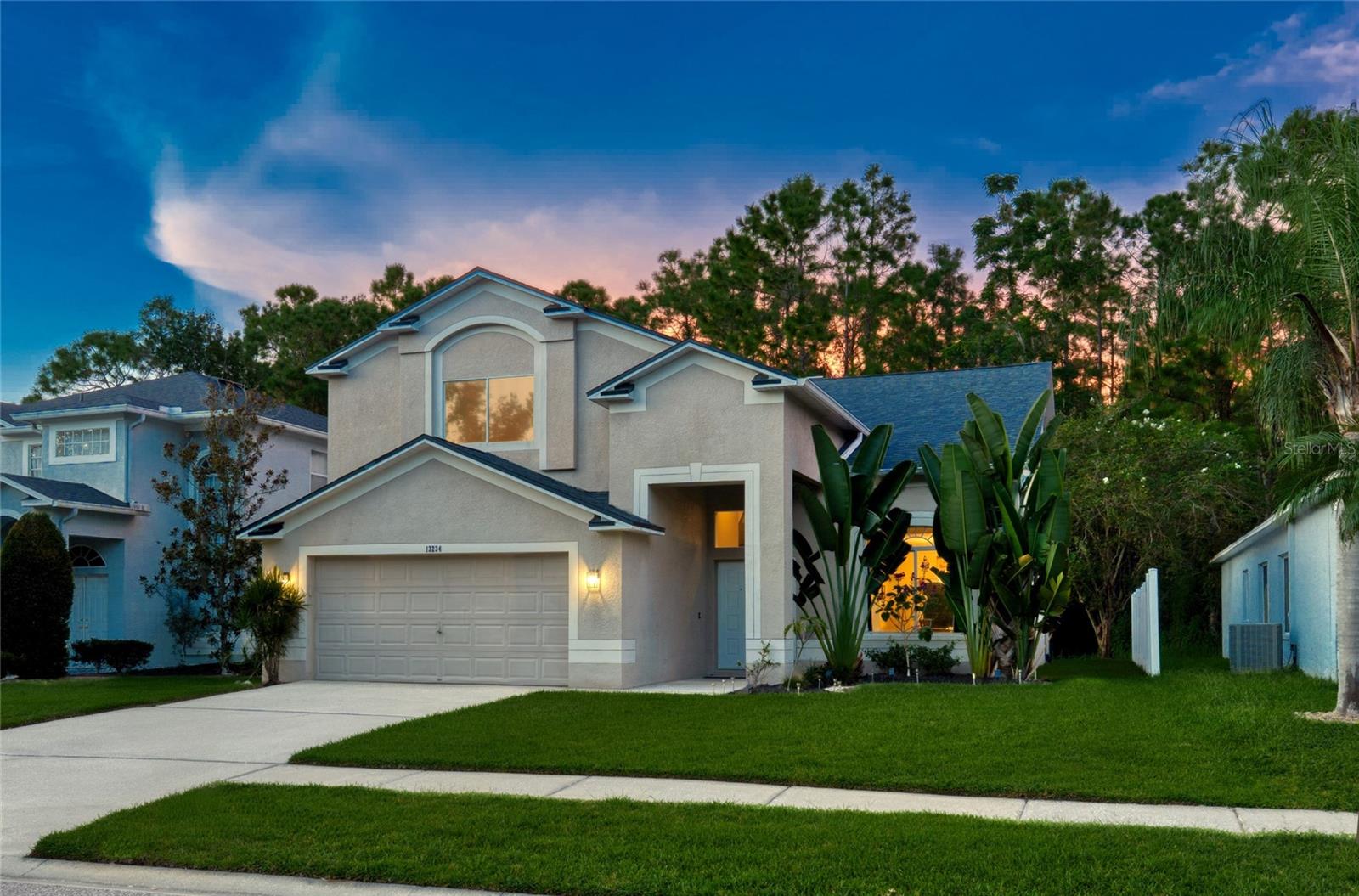 STUNNING UPDATED POOL HOME IN THE EAGLES 24 HOUR GATED GOLF COMMUNITY. MOVE-IN READY. This beautifully updated home sits on a gorgeous conservation lot near the front of this sought after community! With 3 BR, a spacious loft and so many recent upgrades, this truly is the home you've been waiting for! There are NO NEIGHBORS ACROSS and NO NEIGHBORS BEHIND!!!! A truly rare find! When you walk through the front door with its LED MOTION-ACTIVATED LIGHTING, you'll love the updated LUXURY VINYL FLOORING and soaring ceilings in the living and dining areas. The chef's kitchen will wow you with its granite countertops, brand NEW DISHWASHER (2025), stainless steel appliances, rich espresso cabinets, beautiful tile backsplash, and UPDATED LIGHTING WITH GFCI OUTLETS (2023). From the kitchen and breakfast nook, you can see straight through to the family room and out to the sparkling RESURFACED POOL (2017) WITH NEW PUMP (2018) and spacious conservation lot.
Head upstairs and you'll discover three bedrooms with gorgeous NEW LUXURY VINYL FLOORING throughout, two full bathrooms, and a spacious bonus room that's perfect for a home office, playroom, or whatever your family needs. The master bathroom feels like a spa retreat with its separate garden tub, walk-in shower, granite counters, updated tiles, modern lighting, and beautiful new vanity. Step outside onto the RESCREENED LANAI (2019 and 2024) with FRESHLY PAINTED FLOORS (2023) and you'll fall in love with this backyard oasis. The VINYL FENCE (2020) on one side gives you additional privacy while you enjoy the PROFESSIONAL LANDSCAPING WITH SOLAR LIGHTING and those amazing conservation views. You'll also appreciate the convenience of the NEW WASHING MACHINE (2024), NEW GARAGE DOOR OPENER (2022), AUTOMATIC GARAGE AND PATIO LIGHTING, energy-efficient A/C SYSTEM (2016), and best of all - you'll have total peace of mind knowing the ROOF was replaced in 2019.
Located in the Eagles 24 Hour Gated Golf Community with security, two golf courses, restaurant, basketball and tennis courts. LOW HOA fees, NO CDD fees, LOW taxes! A-rated schools: Bryant Elementary, Farnell Middle, Sickles High. Just 25 minutes to Tampa International Airport and beaches! This meticulously maintained home combines luxury finishes with modern conveniences in one of Odessa's most sought-after communities. Ready to stop looking and start living? Schedule your showing today!
