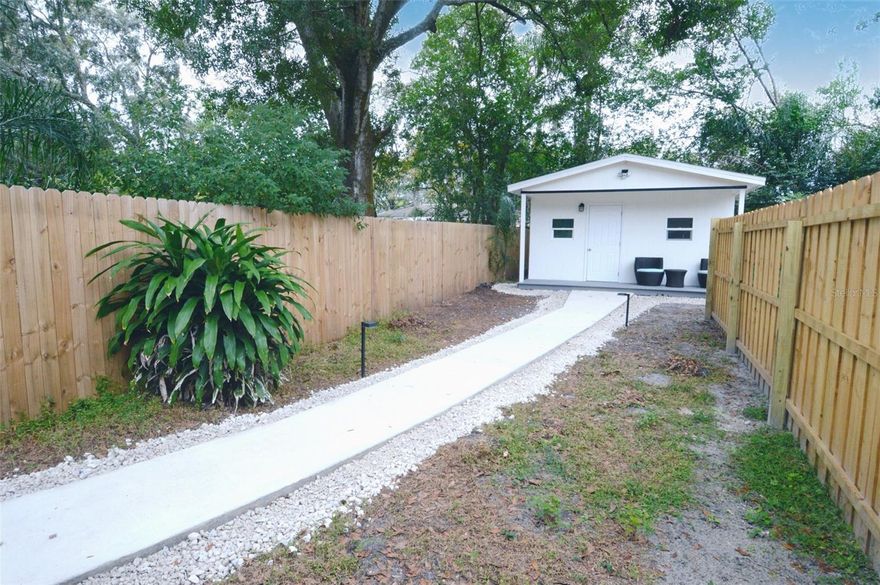 This gorgeous One bedroom and One Bathroom home has everything BRAND NEW. White beveled kitchen cabinets, tile backsplash, stainless steel appliances, butcher block and live edge countertops, elegant fixtures, and lighting, soaring ceilings, decent size bedroom with big closet. The bathroom has white beveled vanity and extra cabinets and shelving, with a stand-up shower. All throughout you have Luxury vinyl plank waterproof floors. With your own fenced-in private entrance and covered porch. Rent Includes: Electricity, Basic cable, Water, Sewer, Trash, and parking. This home is Nestled in an established Forest Hills neighborhood. Enjoy a short walk to biking trails, parks, Babe Zaharias Golf Course, and steps away from the heart of Tampa's shopping, dining, arts & culture, Busch Gardens, Lowry Park Zoo, USF, MOSI, Raymond J. Stadium, Veterans and 275, Downtown Tampa, Tampa International Airport and a short drive to the beautiful Gulf coast beaches and St. Petersburg