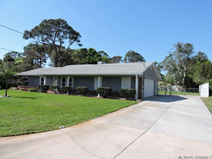 Bring your kids, the dog and your big boy toys - lots of elbow room for everyone to enjoy this great family home sitting on 100 x 150 foot privacy fenced lot with drive-thru gate and long concrete driveway.  Plenty of room to add a pool.  Home is beautifully maintained and upgraded with new kitchen wood cabinets and matching island that is movable, hard-surface counters and new appliances all in 2009. Both bathrooms are updated.  13 Seer A/C system and new Pella vinyl, double pane windows both in 2008. Accordion storm shutters and Hardiboard siding  and brick exterior. Natural Gas tankless water heater and stove. All wood laminate or tile floors, fireplace in living room, 200 amp service, and oversized 27 foot wide garage. Nice 8 x 12 storage building is anchored, but can be relocated. 14 x 47 concrete patio is ready for expansion, as built with that intention, with 16 x 16 footers, ready to accommodate family room, 19 feet of this patio is under cover. Sprinkler system with well. Lots to like, great price. ;Water: City