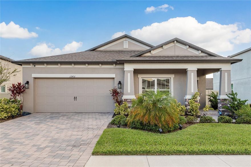 This immaculate 3-bedroom + den, 2-bath home in the desirable Talavera community is move-in ready and shows like a model! Situated on a large, fully fenced lot overlooking a peaceful pond, this home features wood-tile flooring throughout, granite countertops, and a spacious open floor plan. The kitchen flows seamlessly into the living and dining areas—ideal for entertaining. The primary suite includes a garden tub, separate rain shower, and dual sinks. Enjoy added upgrades like a water softener plus a top-of-the-line reverse osmosis filtration system, SMART thermostat, and a large laundry room. Relax on the covered back patio and take in the tranquil water view. Talavera offers resort-style amenities including a pool, clubhouse, playground, and courts for basketball, pickleball, and tennis. Family-friendly neighborhood with a newer feel and convenient access to schools, shopping, and major highways.