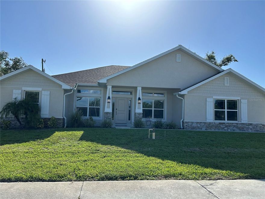 Model Home selling "As Is" with lots of upgrades!  Welcome to this magnificent newly constructed home- 3 bedrooms and a den/study, two baths with a formal living room, sun room, and dining room. Nestled in a vibrant South Venice area, this home provides ample room for you, your family, and your guests to enjoy. Vaulted ceilings give this house spaciousness and an airy feel, creating a sense of grandeur in the living area, and allowing the natural light to make the space feel even larger and more inviting. Ceramic plank tile flooring throughout except in the bedrooms, designer LED recessed lighting, 36' upper cabinets with crown molding, granite countertops in the kitchen and baths, stainless steel appliances, double pane insulated tilt-in sash windows for energy efficiency. Some of the additional upgrades are screened in Lanai, circular driveway, side garage entrance, ceiling fan, window treatments, refrigerator, master bathroom window, master bedroom step ceiling, separate shower and tub in master bathroom, and stone accent on the exterior of the home.  This property also comes with a 10-year structural warranty for peace of mind. Only $1000 down to secure this home today!