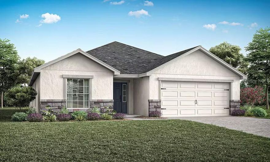 New construction home with 2005 square feet on one-story including 3 bedrooms plus a den, 2 baths, and an open living area. Enjoy an open kitchen with Silestone countertops, Samsung stainless steel appliances, a walk-in pantry, and a spacious island, fully open to the dining café and gathering room. The living area, laundry room, and baths include luxury wood vinyl plank flooring, with stain-resistant carpet in the bedrooms. Your owner's suite is complete with a walk-in wardrobe and a private en-suite bath with dual vanities, a tiled shower, and a closeted toilet. Plus, enjoy a covered lanai, 2-car garage, custom-fit window blinds, architectural shingles, energy-efficient insulation and windows, and a full builder warranty. ***Please note - Virtual Tour showcases the home layout; colors and design options in actual home for sale may differ. Furnishings and décor do not convey!