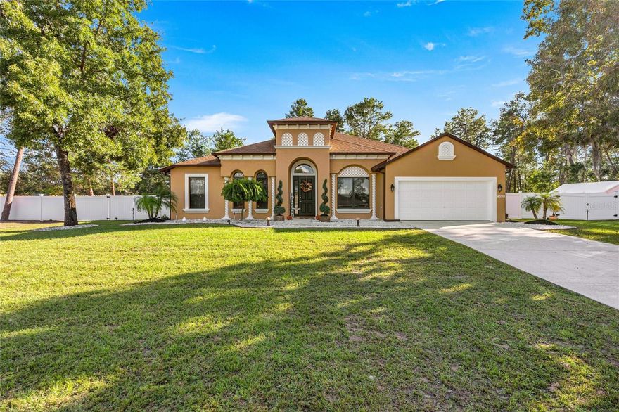 WELCOME HOME to this meticulously well maintained home offering a perfect blend of comfort, space, and privacy! Nestled in a peaceful setting near Santos State Park, this property provides the ideal escape while still being close to everything Ocala has to offer. Step inside to find high ceilings, a spacious open-concept living area filled with natural light just perfect for relacing or entertaining. The home has been lovingly cared for and shows great pride of ownership. The well appointed kitchen boost updated epoxy counter tops with laminate, updated stainless steel appliances. Luxury LVP throughout the house. Three large updated bathrooms for added convenience. Step into your expansive back yard fenced on both sides with natural boundary along the back to give a peaceful setting. Enjoy the added landscaping and garden beds around the exterior. Don’t miss your chance to own this gem and schedule your private tour today!