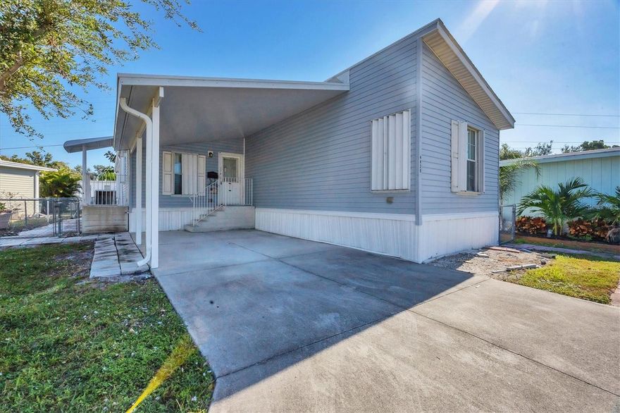 Welcome to this inviting 2-bedroom, 2-bath home offering 1,174 sq. ft. of comfortable living space in the desirable Tri-Par Estates community. This home features vaulted ceilings, a spacious eat-in kitchen, and a screened back patio perfect for enjoying Florida’s beautiful weather. The fenced backyard provides privacy and space for pets or gardening, while the one-car carport adds convenience. Bring your personal decorative touch and make this home your own! Enjoy resort-style living with all of Tri-Par’s amenities, just minutes from downtown Sarasota, Sarasota Airport, and easy interstate access. Roof and HVAC are 2022.