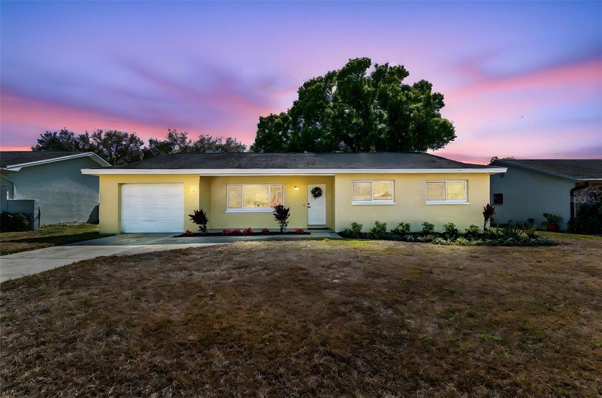 Welcome home to this charming Safety Harbor property located just minutes from vibrant downtown shops, dining, and waterfront parks. This well-maintained, freshly painted, 3-bedroom, 2-bath block home with a 1-car garage offers the perfect blend of comfort and convenience. Bike, walk, or take your golf cart to everything the area has to enjoy.  Inside, you'll find an open living space that creates a bright, welcoming flow for everyday living and entertaining, along with a granite kitchen featuring stainless steel appliances, and newer windows that fill the home with natural light. Roof is 2015, 2018 HVAC system, and 2021 water heater for added peace of mind. Situated on an oversized lot, the property provides endless possibilities to expand your outdoor living space-envision creating your dream pool and entertaining area. A fantastic opportunity to enjoy the Safety Harbor lifestyle in a move-in ready home with room to grow!