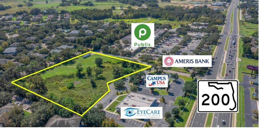 5.21 ± Acres | Zoned SC (Shopping Center)
Prime multi-family development opportunity located just off Highway 200 in one of Ocala’s most vibrant and rapidly growing corridors. The property consists of 5.21 acres zoned Shopping Center (SC) and comes fully entitled for a 160 unit, 73,276 SF, three-story apartment building, complemented by 155 garage parking spaces and 188 perimeter spaces.  Fully engineered plans and approvals give a streamlined path to construction. 

Positioned behind two Class A medical and banking properties, with full access entrance from Hwy 200, this site sits directly North of the highly trafficked Publix Super Market at Heath Brook Commons and within minutes of the Market Street at Heath Brook, AdventHealth, Paddock Mall, and numerous retail, dining, and employment centers. With visibility and accessibility from SW 27th Avenue and Highway 200, this infill location is ideal for luxury apartments, assisted  living facility , or mixed-use residential development and medical.