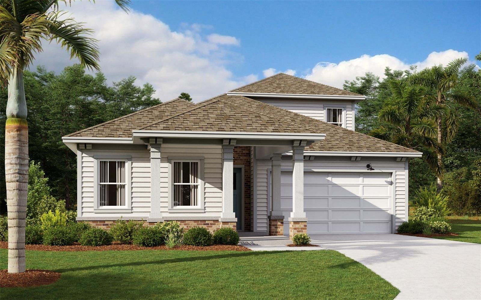 One or more photo(s) has been virtually staged. Under Construction. Welcome to the Azalea—a beautifully designed single-story home offering 4 bedrooms, 3 full bathrooms, and a spacious open layout ideal for modern living. Located in the master-planned community of Weslyn Park at Sunbridge, this home blends comfort, function, and elevated style.Step inside to find quartz countertops, luxury vinyl plank flooring, and high ceilings that enhance the light-filled living spaces. The gourmet kitchen flows seamlessly into the dining and great room—perfect for gatherings or everyday living.
The private primary suite features a generous walk-in closet and spa-like en-suite bath.Enjoy energy-efficient features like 10 solar panels, smart home prewiring, and quality construction throughout. Situated just moments from community parks, trails, and the future Sunbridge Town Center, the Azalea is the perfect combination of style and location.