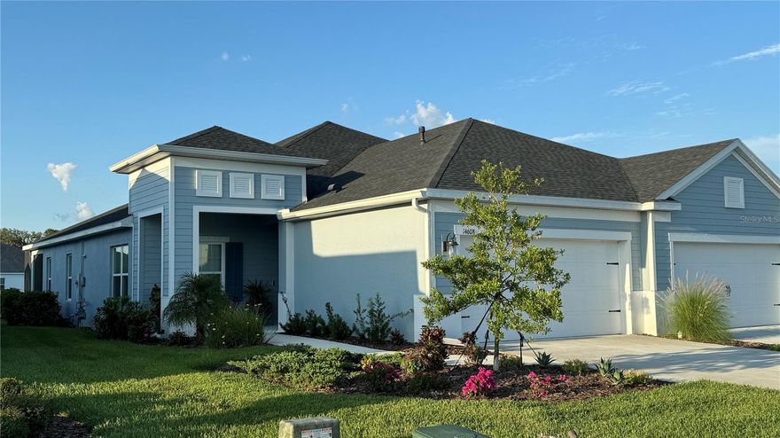One or more photo(s) has been virtually staged. Unfurnished Annual Rental Available June 1, 2026.  This beautiful 2 bedroom, 2 bath villa, with a den and two car garage, is perfectly positioned on a tranquil lakeview lot—designed to capture the essence of the Florida lifestyle. Located in the sought-after Canoe Creek Subdivision, this vibrant community delivers resort-style living with amenities that make every day feel like a getaway. Residents enjoy a stunning clubhouse with kitchen, state-of-the-art fitness center, a heated lagoon-style pool and spa, shaded cabanas, fire pit, grilling stations, pickleball courts, scenic walking trails, and even two dedicated dog parks. Step inside and you’re immediately greeted by sweeping water views and an open, breezy layout that brings the outdoors in—perfect for Florida’s indoor-outdoor living. The living space is light-filled and inviting, flowing seamlessly into a chef-inspired kitchen outfitted with premium GE Monogram appliances, a gas range, quartz countertops, a durable composite sink, and ambient cabinet lighting that adds both function and flair. The primary suite is a peaceful retreat with serene water views, dual walk-in closets, and a spa-like bathroom featuring separate vanities, quartz surfaces, and a spacious walk-in shower. A split floor plan offers privacy for guests or flexibility for a home office, complete with glass French doors. Additional upgrades include designer lighting, modern ceiling fans, upgraded hardware, and easy-to-deploy hurricane shutters—ideal for peace of mind during storm season. The extended lanai with gas hookup is ready for outdoor entertaining, sunset dinners, or simply relaxing by the water. Perfectly located just minutes from Fort Hamer Park, Lakewood Ranch, and Nathan Benderson Park—home to world-class rowing events—this home puts you close to top-tier recreation, shopping, dining, and entertainment. Enjoy easy access to University Town Center, as well as convenient travel via Sarasota-Bradenton International Airport and Tampa International Airport.  Rent includes grounds care.