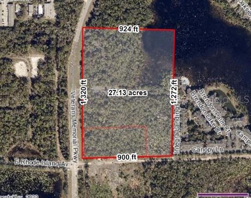 Under contract-accepting backup offers. 27.5 ACRES, Zoned MX,  1326' on Veterans Memorial Parkway. Property starts at the intersection of Rhode Island and heads north on Veterans. Rhode Island currently stops at Veterans Memorial Hwy but is planned to go east across I-4 and connect with Normandy Blvd. The 1.4M SF Amazon warehouse is on Normany and there are other large warehouses planned for this area which runs from I-4 exit 111, Saxon Blvd to I-4 exit 114, Howland Blvd and straddles both east and west sides of I4. This is a high activity area with both residential & commercial projects planned. There are many restaurants, as well as Kohls, hospitals, Home Depot, Lowes, Target, Walmart Super Center in the immediate area. Integra Landings luxury apartments abuts the back of this property and there is an entrance road, Frances Dickenson Dr off Veterans Memorial Parkway that is the entrance to the apartments and also provides access to the 27 acres. This is an attractive entrance and splits the properety in the middle MOL, also providing signage. Six parcels are included, Alt Keys - 6692998,6692980,6692939,6692921,6692891,6692904. Survey sketch showing wetlands (20+ years old) in attachments