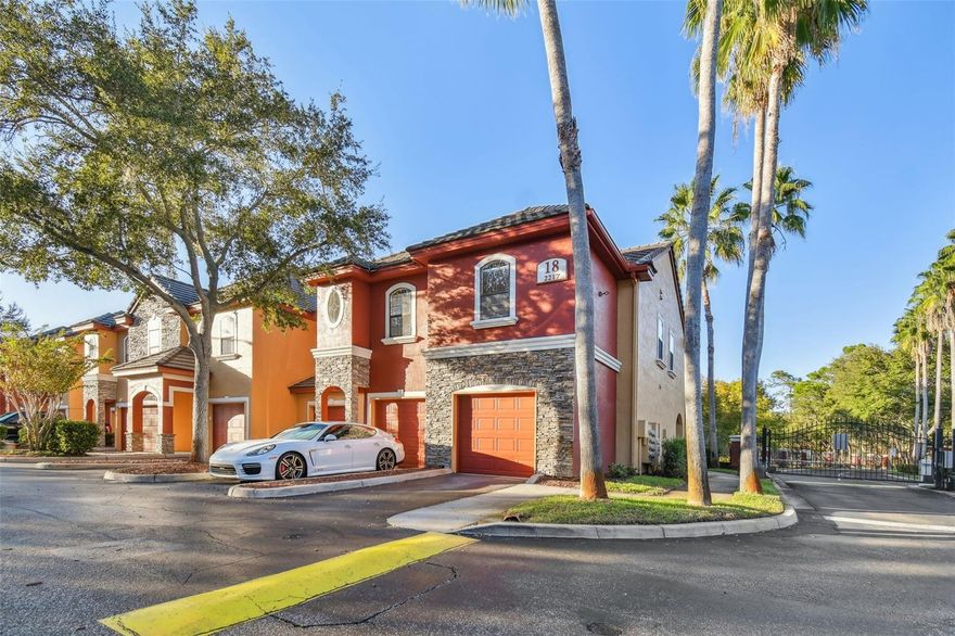 If you want to live like you vacation, come immerse yourself in the lifestyle that Tuscany at Innisbrook offers! It is truly an exquisite experience! Located in a gated community in beautiful Palm Harbor, FL, this highly sought-after 2 bedroom, 2.5 bath, 1 car garage end unit boasts a plethora of features, upgrades and amenities that you only find in resort-style living. 
As you enter through the main/front door, the 1st floor includes the living room, dining room, kitchen and half bath. The half bath is located near the kitchen and has new lighting, faucets and hardware. The end unit combined with the high ceilings fill this home with warm natural light. Crown molding adds a refined touch. Enjoy the serene water view of the fountain and pond from your screened in lanai just off the living room through the sliding glass doors. 
The one car garage is oversized with high ceilings to capture even more storage opportunities. Washer and Dryer is located in a closet in the garage. You can pull right into the garage and walk directly into your unit. Very convenient when unloading groceries or dodging the rain!  
Upstairs you will find the master bedroom and bathroom with 2 spacious walk-in closets. The bathroom has a large soaking tub/shower combo and a brand new (2023) vanity, light fixture, sink and faucet. The guest bedroom feels like it is another master bedroom. It has 1 large walk-in closet and its own bathroom which includes a large soaking bathtub/shower and brand new (2023) granite counter, sink, light fixture and faucet. 
The layout for the entire unit flows exceptionally well for function, purpose and privacy. The townhome concept gives a sense of seclusion and with no neighbors above/below/behind or to one side, it truly feels like a retreat. Other updates to the unit include: (2023) new carpet upstairs (including stairs), LVP flooring downstairs, and garbage disposal. (2022) Hot water heater. (2019) HVAC which has been professionally serviced every six months after installation. 
Directly across the street and just steps away from the unit is a spectacular resort style heated pool (with waterfall), hot tub, fitness center and a recreation center with air hockey, pool table and ping pong. Sit by the pool in lounge chairs and soak up the sun or curl up with a book under the umbrellas. Or you can sit at tables and chairs in a screened lanai right off the pool. Additionally, you can host private gatherings in the clubhouse with a fully updated kitchen. 
And yet there is more. There is a library and a movie theater room with large comfy leather chairs. Still not done yet! The community boasts tennis courts, basketball courts, a playground, bike racks and a car wash! 
We would be remiss to not mention Innisbrook Golf Community nearby. There are social and golf memberships available. Tuscany at Innisbrook is very close to Wall Springs Park, Pinellas Trail, Lake Tarpon, Tarpon Springs (Sponge Docks), Fred Howard Park, Honeymoon Island and Crystal Beach. A myriad of restaurants and shopping are all close by. Hospitals, TIA and PIE airports are all within close proximity as well. Did we mention that Tuscany at Innisbrook is located in a non-flood zone? Make this resort your home!