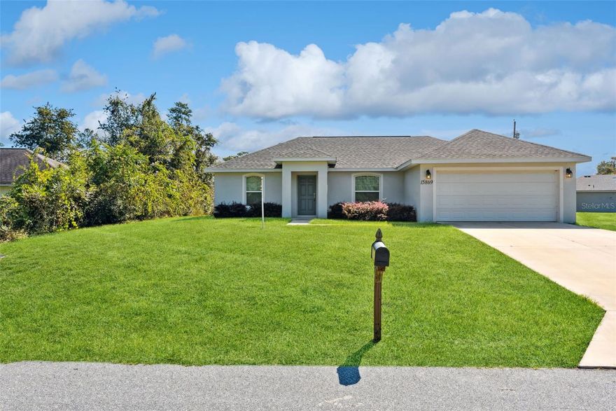 Welcome to 15869 SW 26th Ct., a beautifully maintained 3-bedroom, 2-bath home located in the desirable Marion Oaks neighborhood of Ocala, Florida. Built in 2022, this modern residence offers a bright, open floor plan designed for comfort and style.
Step inside to find high ceilings and a spacious split-bedroom layout, providing both privacy and flow. The white kitchen cabinets and stainless steel appliances create a fresh, contemporary look that pairs perfectly with the home’s clean design.
Enjoy Florida living year-round on the screened patio, perfect for morning coffee or evening relaxation. With modern finishes, energy-efficient construction, and a prime location close to shopping, dining, and parks, this home is move-in ready and waiting for you!