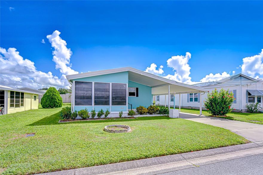 WELCOME TO THIS MOVE IN READY:  2 bedroom, 2 bath home in a beautiful 55+ community filled with amenities including tennis, pool, shuffleboard, clubhouse, and more—all just few minutes drive from eateries, pharmacies, home stores, and everyday conveniences. This home is sold furnished and comes with everything you need to get started! Recent updates include a brand-new roof (2024), refrigerator (2022), and HVAC system (2023). Inside, enjoy a light and bright layout with a breakfast bar and a front enclosed Florida room for added  space. Outside features a 2-car carport with utility storage at one end. The community is small pet friendly, with NO lot rent and a low yearly HOA, making this an affordable and desirable option. Don’t miss the chance to enjoy resort-style living in a welcoming neighborhood!