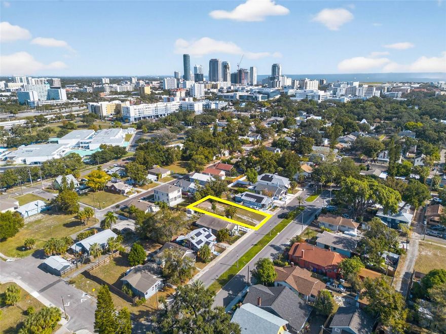 Build your very own home on this great lot that is cleared and ready. This home is just 9 blocks away from the bustling downtown St. Pete and everything along Central Ave. This 50x120 is zoned NT-2 and qualifies to have an ADU built on it as well, according to the City of St. Pete. This lot is located in an X-flood zone, non-evacuation zone, and is nearly 40 feet above sea level. There is a city-maintained grassy median dividing the street in front of the home. The Historic Gas Plant District, the current Tropicana Field site, is set to be redeveloped in the coming years, and it would be just a few blocks away. Within a 10-minute walk, you'll find numerous restaurants, Publix, and three major hospitals nearby. A mile away, explore the waterfront, USF St. Pete, vibrant downtown, including the artsy EDGE district, Innovation district, and Warehouse Arts district. The nearby Campbell Park's amenities include a park, tennis courts, a community pool, and much more. The Pinellas Trail is a short distance away as well.