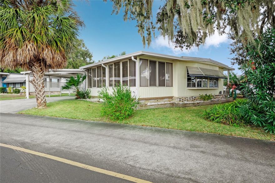 Well-loved 2-bedroom, 2-bath home located in a vibrant 55+ community where you own the land. This 840-square-foot residence offers an efficient layout and meaningful improvements, including a remodeled primary bathroom completed in 2024, new blinds, a new stove, updated kitchen cabinets installed in 2023, a durable metal roof, and metal siding.

The community is built around six scenic lakes and offers an exceptional lineup of amenities and activities, including golf (men’s, women’s, scrambles, and a putting green), a swimming pool, shuffleboard, pickleball, tennis, billiards, fishing, yoga, exercise classes, chair volleyball, aqua robic, and boating. Social offerings are extensive as well, with movie nights, concerts, ice cream socials, game nights, bridge, poker, Red Hatters, sewing club, Lunch Bunch, line dancing, dances, nickel bingo, Saturday coffee, happy hours, garden club, camping trips, day trips, golf cart parades, an annual bazaar/garage sale, and more. The clubhouse serves as the heart of the neighborhood’s active social calendar.

Low HOA dues of $105 per month include access to the community amenities, and pets are welcome. Buyers must complete HOA approval and a background check prior to purchase.