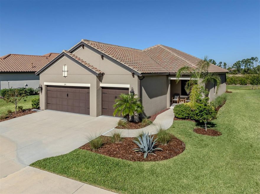 Safety, Luxury, and Location.  This turn-key furnished home checks all the boxes.  This Neil-built home in Vicenza features 3 bedrooms plus a den/study, 2.5 baths, and a 3 car garage.  This sturdy built block home with a tile roof and hurricane impact glass windows and doors provides the safety and security every family wants and energy efficiency as a bonus.  The desirable flood zone “X” and the quality of construction will keep your insurance costs low. HOA fees of $195 per month are a steal for this amenity rich community with no CDD Fees.  The 3-car garage with sparkling epoxy floor has room for all your vehicles & toys and is the closest thing to a basement you will find in Florida. Enjoy your morning cup of coffee in privacy on your screened lanai overlooking the nature preserve and pond.  Abundant white cabinets and quartz countertops give the kitchen a modern clean look.  The island style kitchen with stainless steel appliances and gas stove is spacious, functional and has an abundance of workspace and storage.  The spacious pantry will keep you organized.  The great room is the center of all activity with easy access to the 3 spacious bedrooms and separate office.  The owner’s suite has his/hers walk in closets, an ensuite bathroom with roman shower and dual sinks with quartz counter tops. Tray Ceilings, 8 ft doors, and too many upgrades to mention. Vicenza is amenity rich offering a heated resort style pool & hot tub, social clubhouse with kitchen, event lawn, 2 bocce ball courts, 4 pickleball courts and 2 dog parks.  Nature trails run throughout this gated and deed restricted community.  Just minutes from the Venice Myakka Park offering canoe/kayak launch, fishing, rest rooms, hiking, picnic shelter, grills, and mother nature at her best. Offered below its original purchase price.