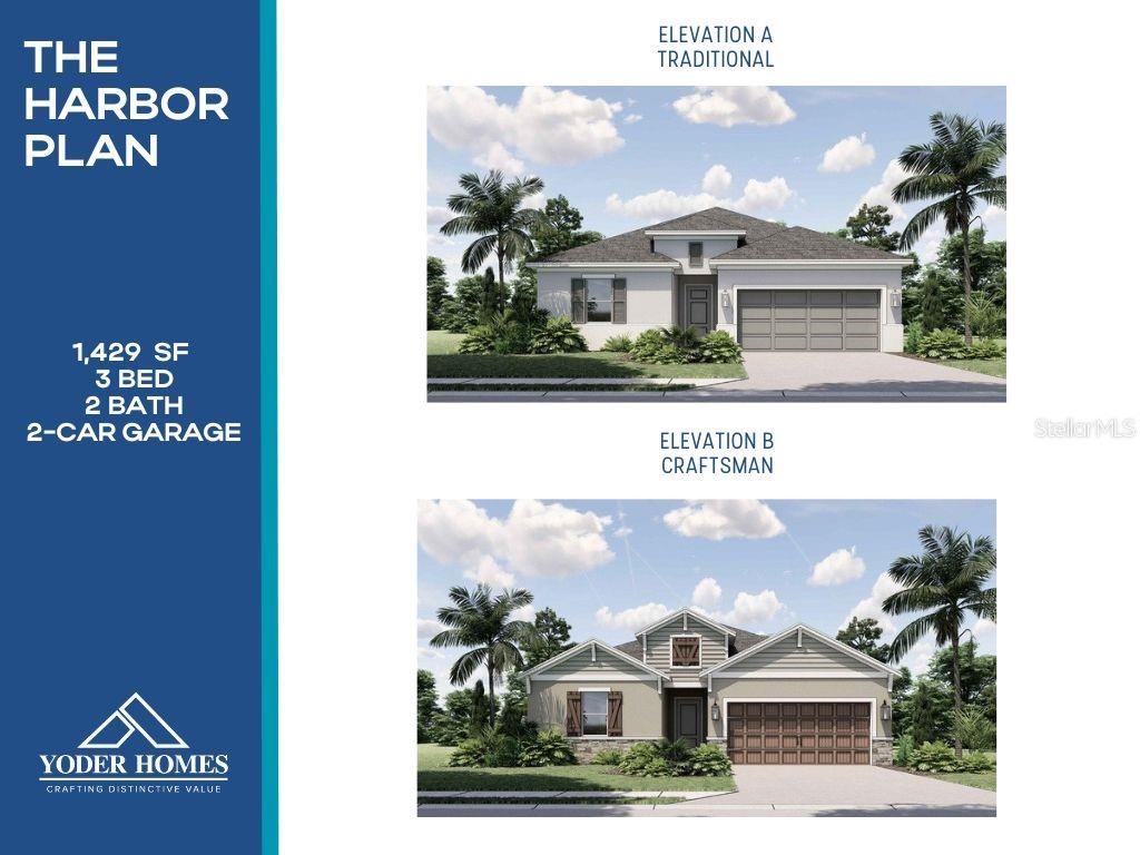 Pre-Construction. To be built. New construction by Yoder Homes, a highly regarded Sarasota-based builder known for quality craftsmanship and attention to detail. This contemporary ranch-style home is located on a peaceful street in a fast-developing area of North Port, surrounded by newer homes and lush natural landscapes. This home features the builder’s Eco Finish Package, offering a modern, clean aesthetic with durable selections designed for everyday living.
Interior finishes include luxury vinyl plank flooring, shaker-style cabinetry, and stainless steel appliances. The open layout connects the kitchen, dining, and great room for an inviting flow. The private primary suite features a walk-in closet and a spa-style bath with dual vanities and a frameless glass shower. A covered lanai offers the perfect outdoor space to relax or entertain, with plenty of room for a pool.
The split-bedroom layout is ideal for guests or multigenerational living. A dedicated laundry room and spacious 2-car garage add to the home’s practicality. Energy-efficient windows, doors, and insulation provide year-round comfort and reduced utility costs. The lot offers excellent privacy with plenty of space for gardening or a custom patio design. The home's neutral color palette and open concept make it move-in ready and easy to personalize.
For buyers seeking upgraded finishes, Yoder Homes offers two optional packages:
Elegant Package – Enhanced features including tile flooring, taller cabinets, tiled showers, upgraded trim and fixtures for $31,500.
Ultra Package – Includes all features from the Elegant Package, plus a standing tub, 8’ interior doors, expanded tile applications, and premium finishes throughout for $57,200.
No HOA or CDD fees. Close to I-75, Warm Mineral Springs, North Port Aquatic Center, and area beaches.