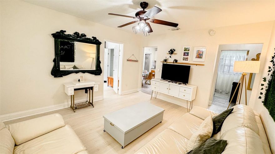 Welcome to this fully updated 3 bedroom home, with 2 newly renovated full bathrooms in Seminole Heights. A rare ensuite full bathroom is connected to an oversized bedroom with tons of natural light. Two additional large bedrooms can each fit king sized beds. The second full bathroom has a spa shower with body jets.

The large eat-in kitchen has enough seating for 6 easily. Granite countertops & stainless appliances keep you cooking in style. The comfortable living room has plenty of natural light, the entire home has brand new luxury vinyl flooring and porcelain tile. New stacked washer and dryer (2025) in the laundry area, a new tankless hot water heater (2025) means you will never run out of hot water! Electrical was updated throughout when purchased in 2022 along with a new roof, new patio, vinyl fence for privacy. 

A fully fenced large back yard is complete with a custom-built-in barbecue, beverage, & entertaining area; hardscaped and landscaped with lighting to create a ideal space for friends and family to gather. Play a game of corn hole, read a book in the hammock at the far corner of the yard, or retreat to the fire pit area for campfire & s'mores. There is plenty of room to amuse yourself and your guests. Plenty of parking in the driveway for a large SUV and another car, along with 2 cars on the street in front of the house. Great location, quiet street with friendly neighbors.