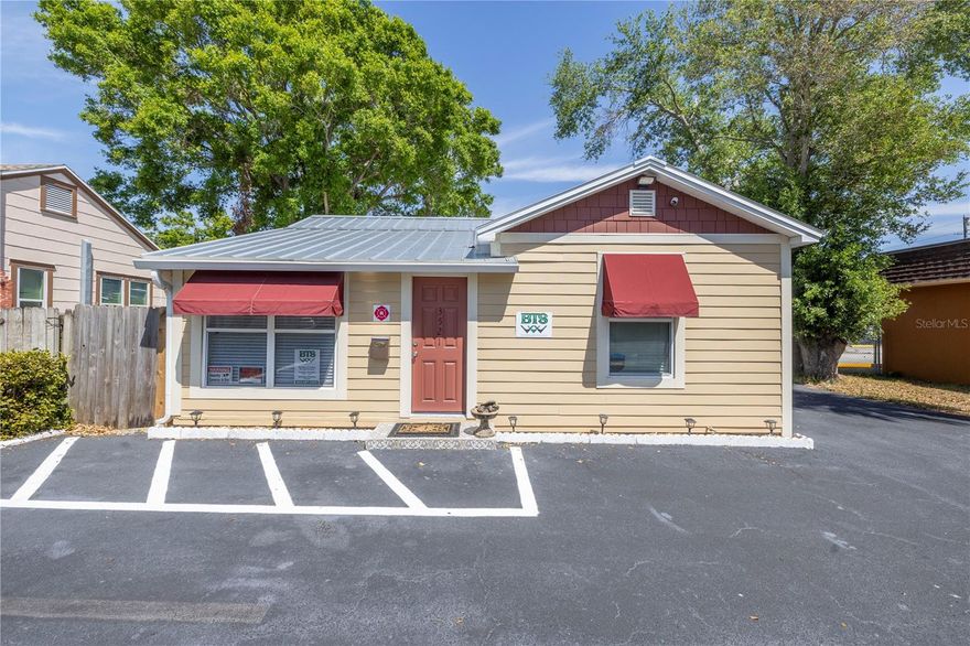 Don't miss this centrally located stand-alone office space in St. Pete on 1st Avenue North off US-19! Move in ready, this newly renovated 1080 SF space features a tiled entry/waiting room, and pass through reception area to open office space with gorgeous refinished wood floors. Building also features two private offices, full bathroom, kitchenette, and conference room featuring new vinyl plank flooring. There is also a large storage closet and rear entry. The parking lot was recently re-coated, and features two parking spots off 1st Avenue North, gated parking to the side and rear, and drive through access from 1st Avenue to the alley. The parking areas are also well lit at night for businesses with nighttime hours. Building features a brand new metal roof (2025), HVAC unit (March 2024) and was tented for termites (March 2024). Roof, electrical, and plumbing were completely updated in 2015, along with the addition of foam insulation. Zoned CRT-1, this is the perfect space for a professional office looking to be centrally located in St. Petersburg, with just 10 minutes East to downtown or West to the Gulf Beaches. Make your appointment to see and lease it today!